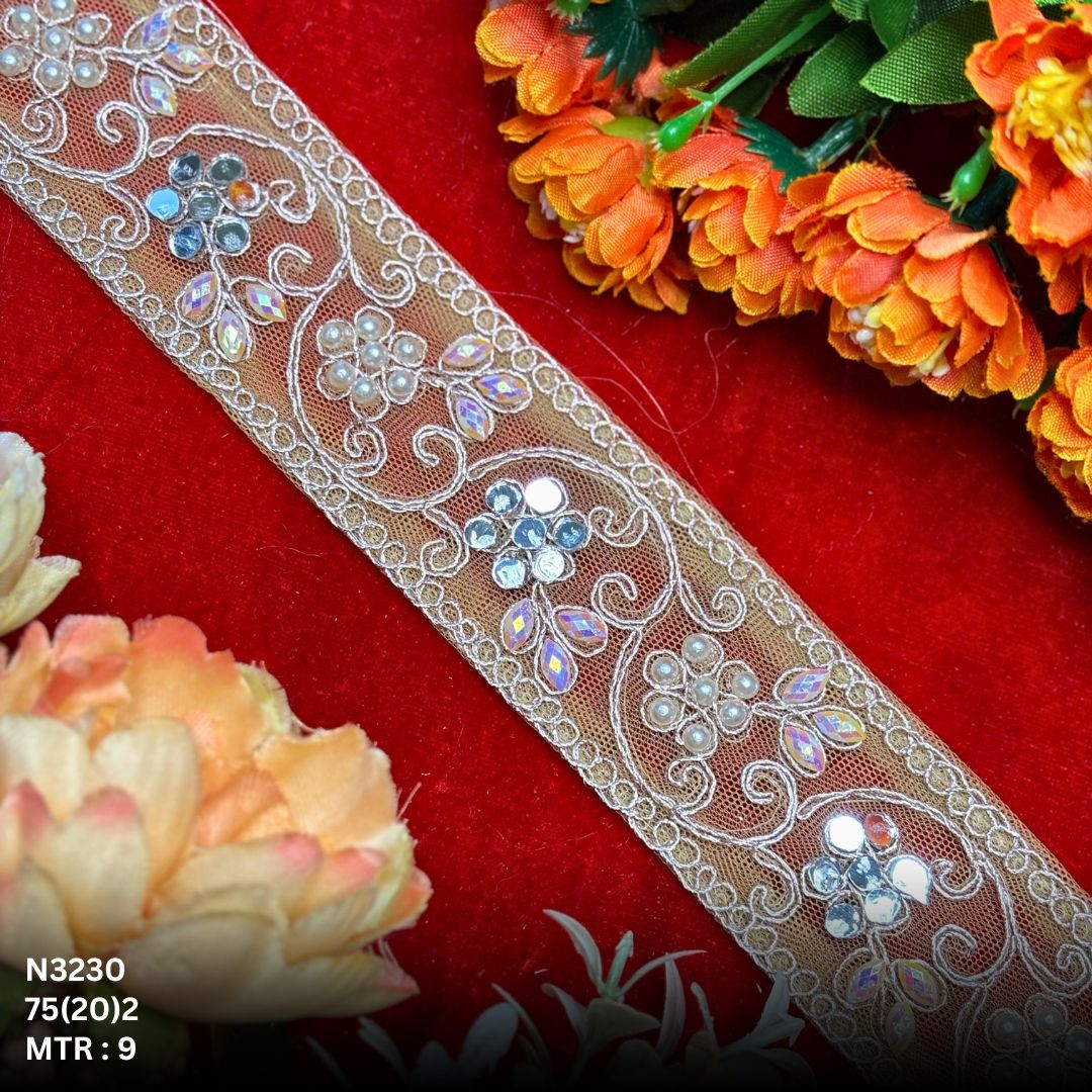 Luxury Net Handwork Lace Border for Saree Bridal Wear