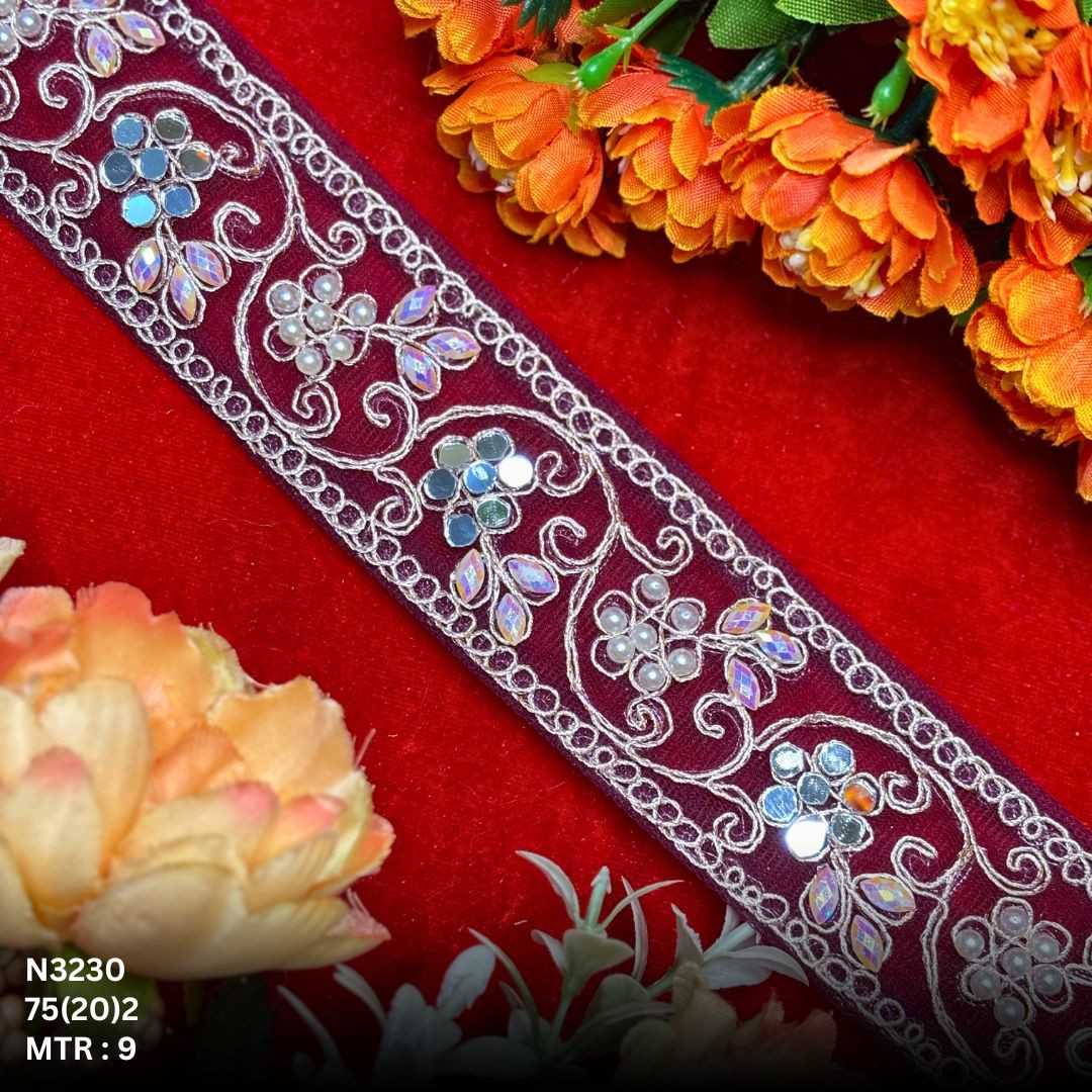 Luxury Net Handwork Lace Border for Saree Bridal Wear