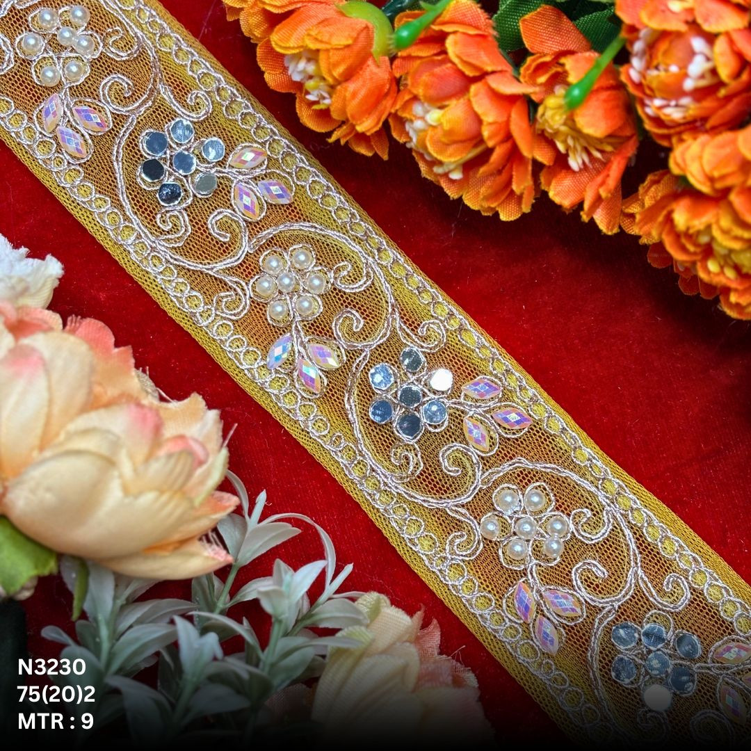 Luxury Net Handwork Lace Border for Saree Bridal Wear