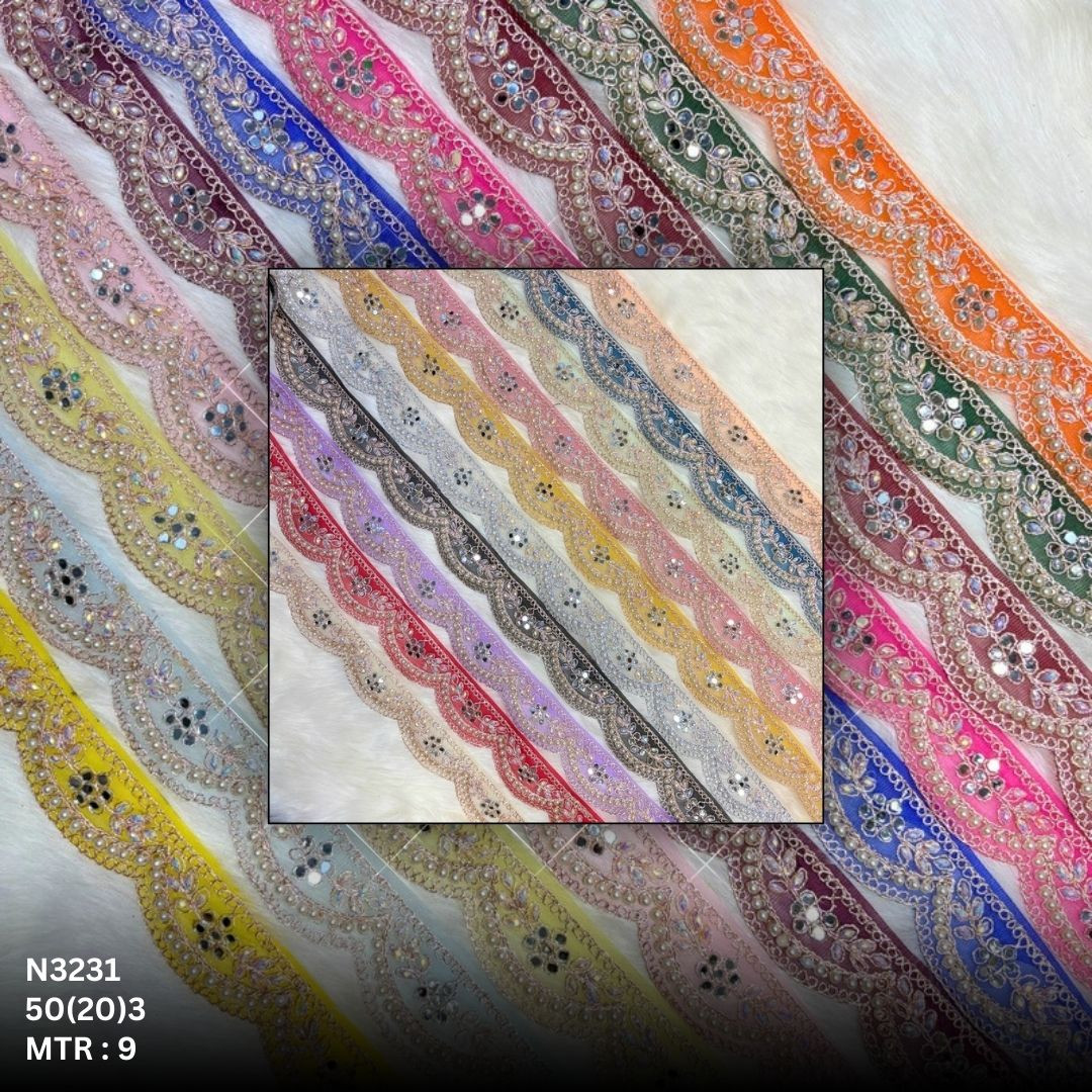 Fancy Net Handwork Lace Border for Saree Bridal Wear
