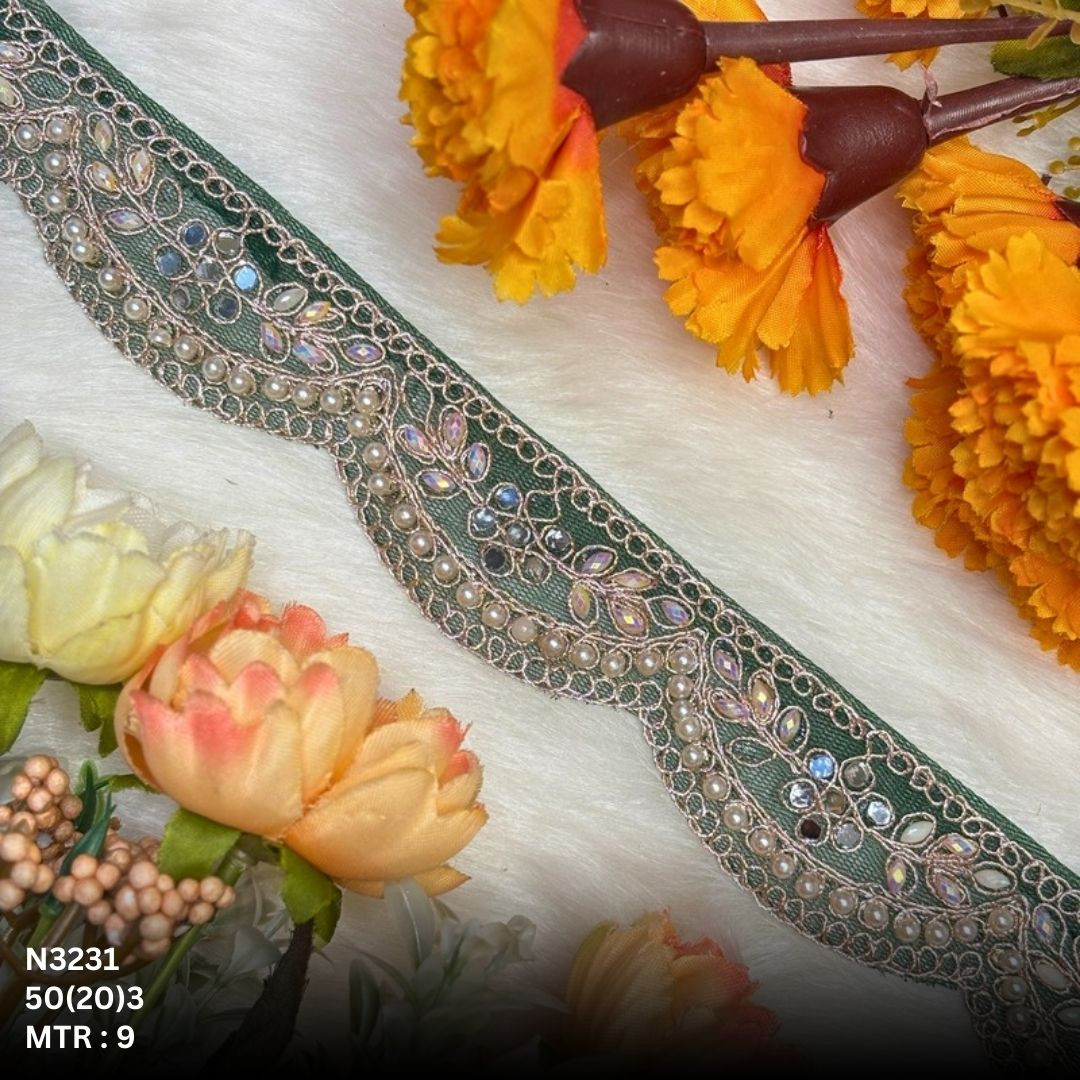 Fancy Net Handwork Lace Border for Saree Bridal Wear