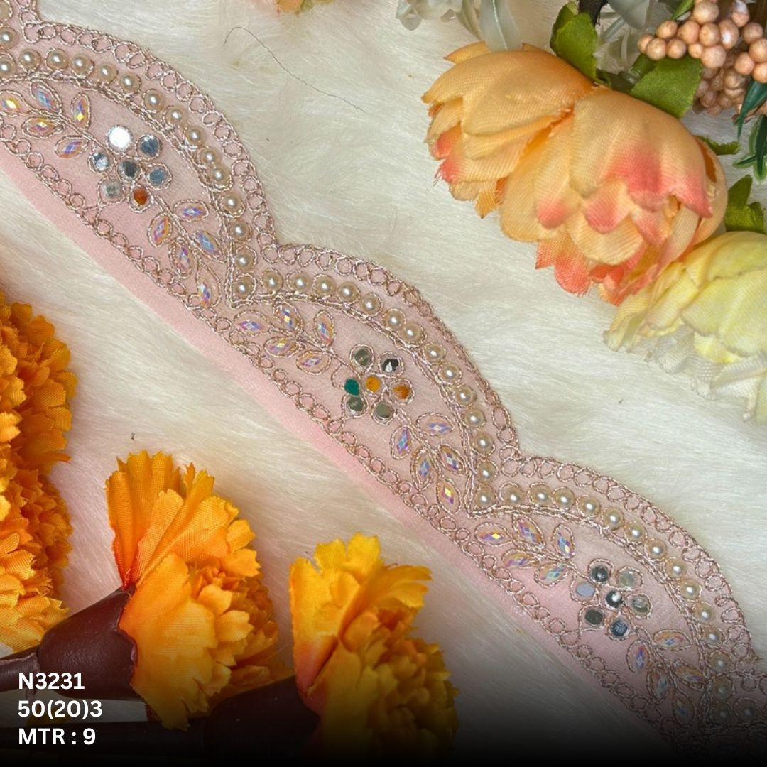 Fancy Net Handwork Lace Border for Saree Bridal Wear