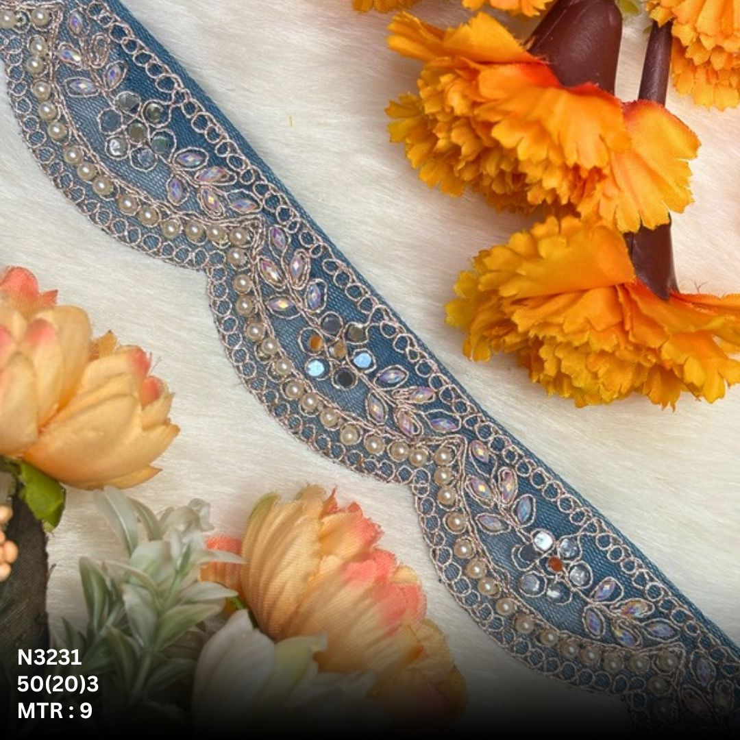 Fancy Net Handwork Lace Border for Saree Bridal Wear