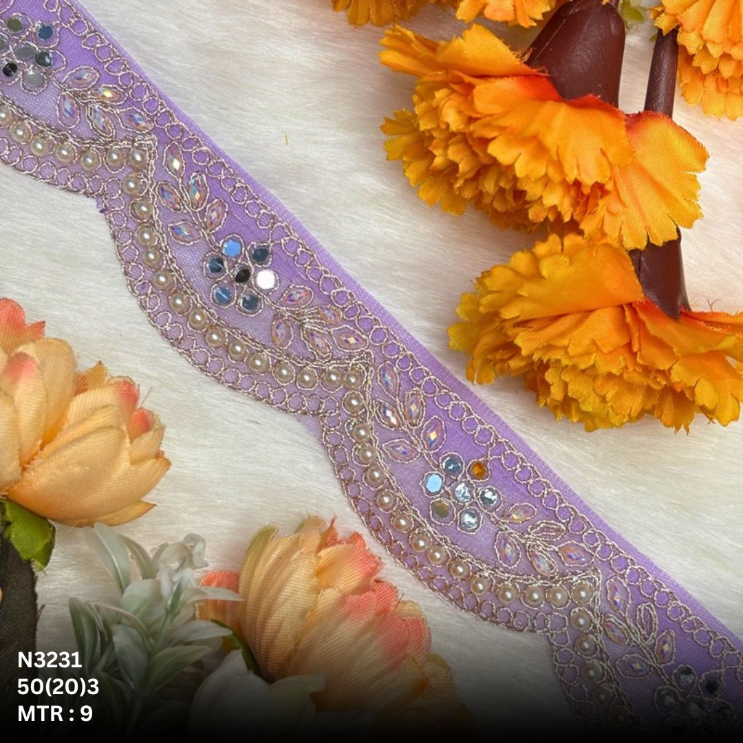 Fancy Net Handwork Lace Border for Saree Bridal Wear