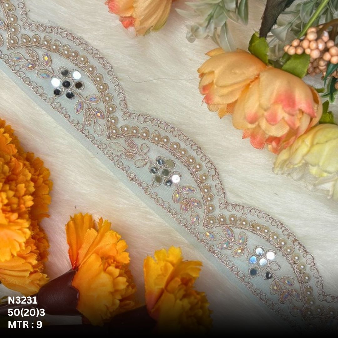 Fancy Net Handwork Lace Border for Saree Bridal Wear