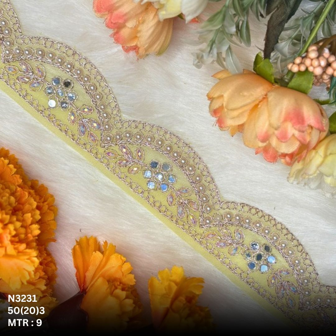 Fancy Net Handwork Lace Border for Saree Bridal Wear