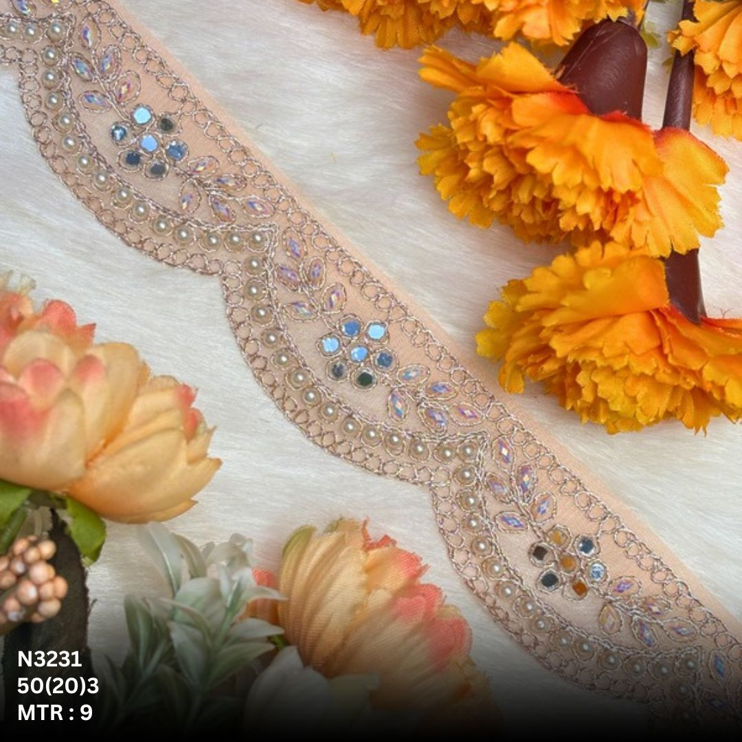 Fancy Net Handwork Lace Border for Saree Bridal Wear