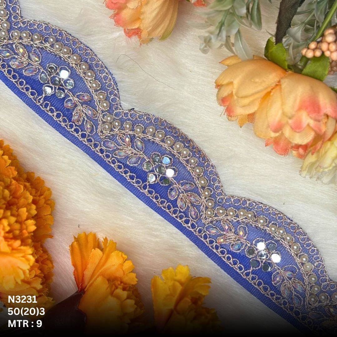 Fancy Net Handwork Lace Border for Saree Bridal Wear