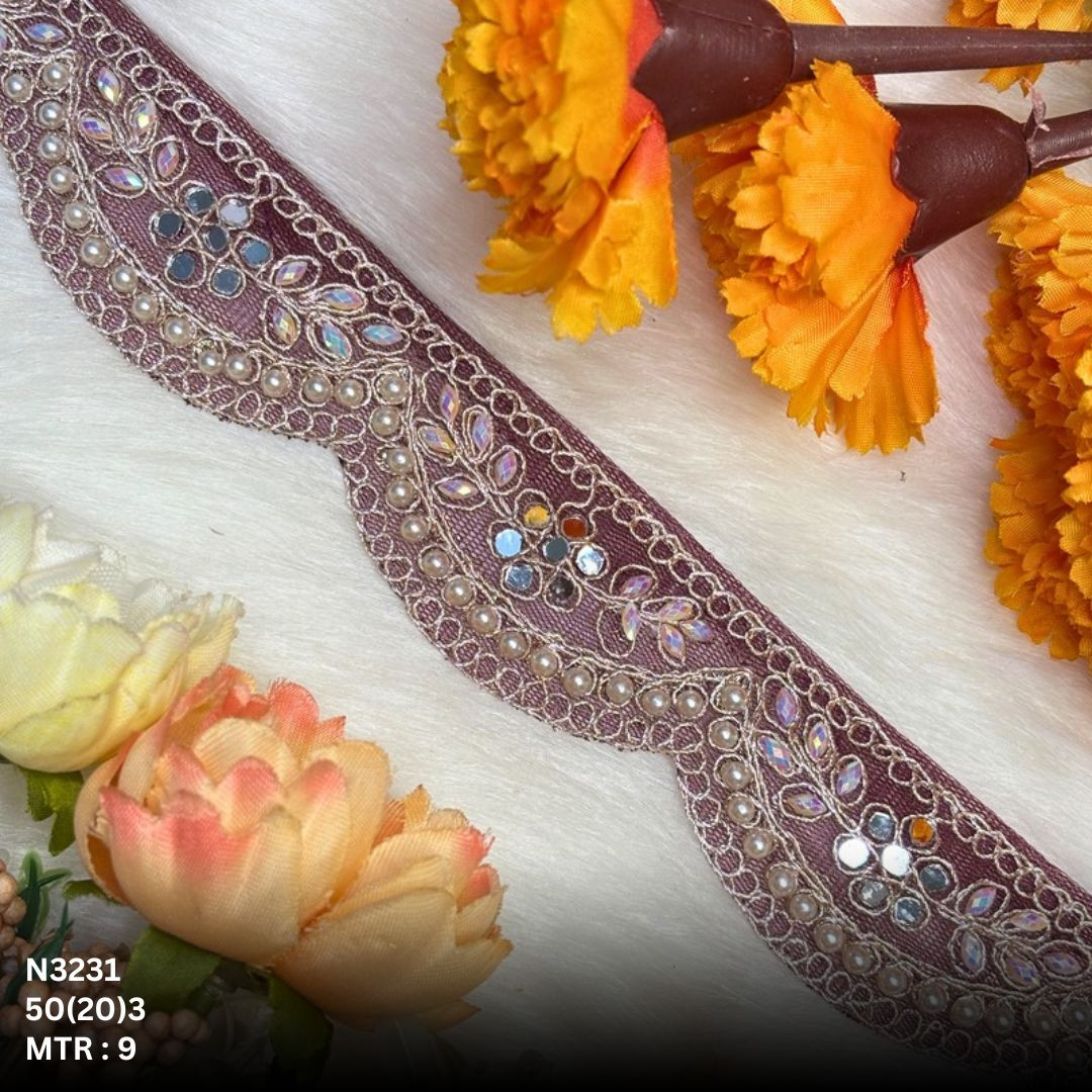Fancy Net Handwork Lace Border for Saree Bridal Wear