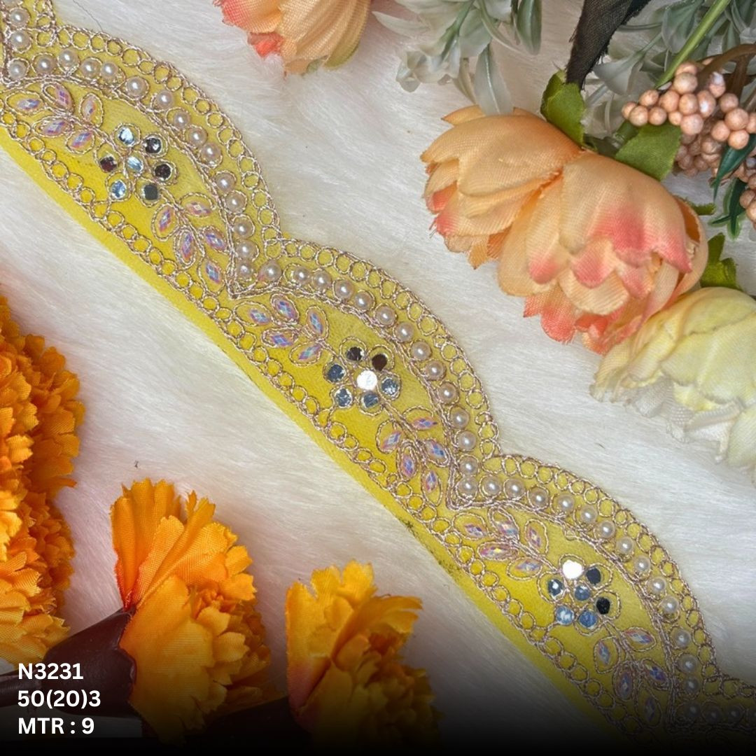 Fancy Net Handwork Lace Border for Saree Bridal Wear