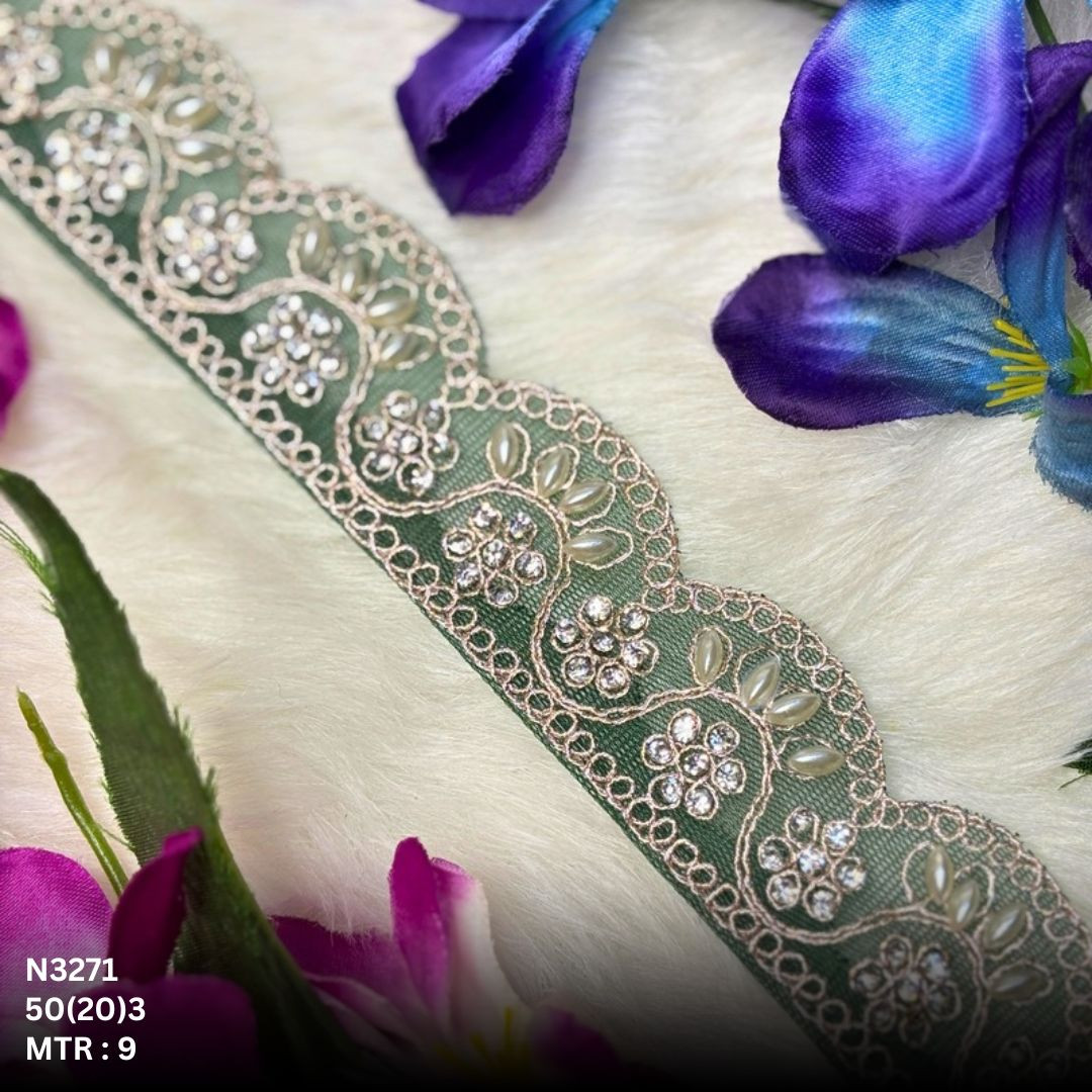Royal Net Handwork Lace Border for Saree Bridal Wear