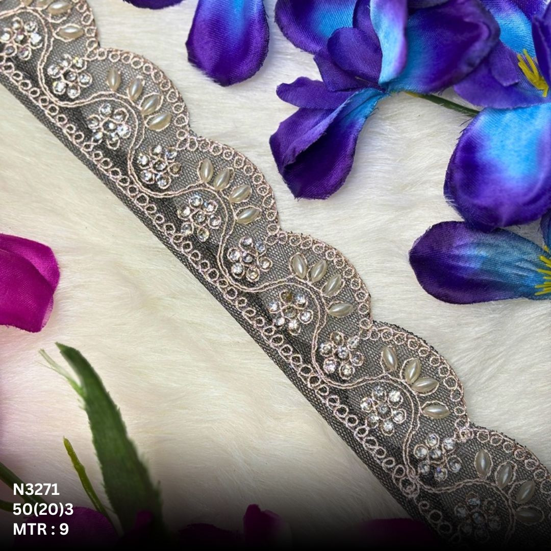 Royal Net Handwork Lace Border for Saree Bridal Wear