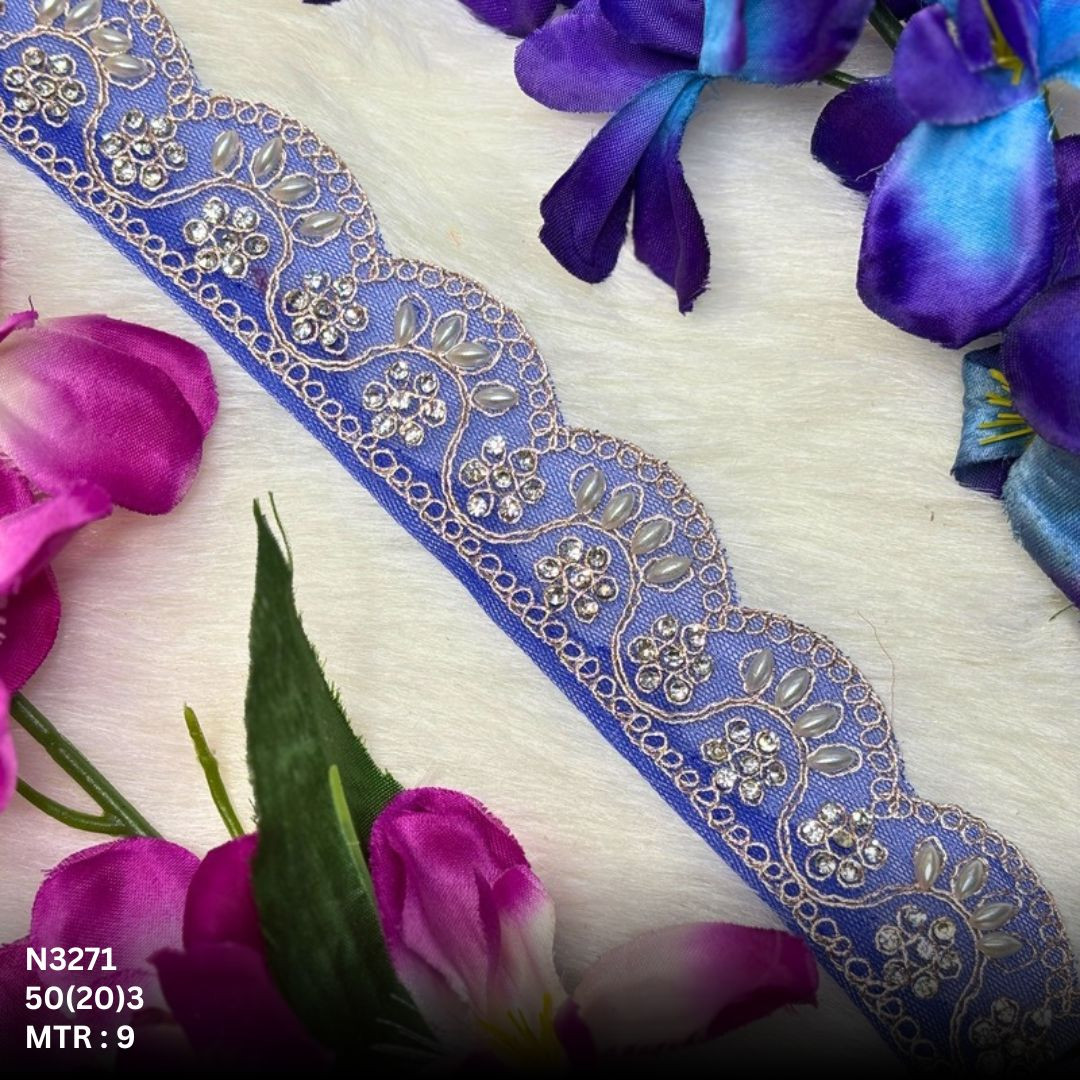 Royal Net Handwork Lace Border for Saree Bridal Wear
