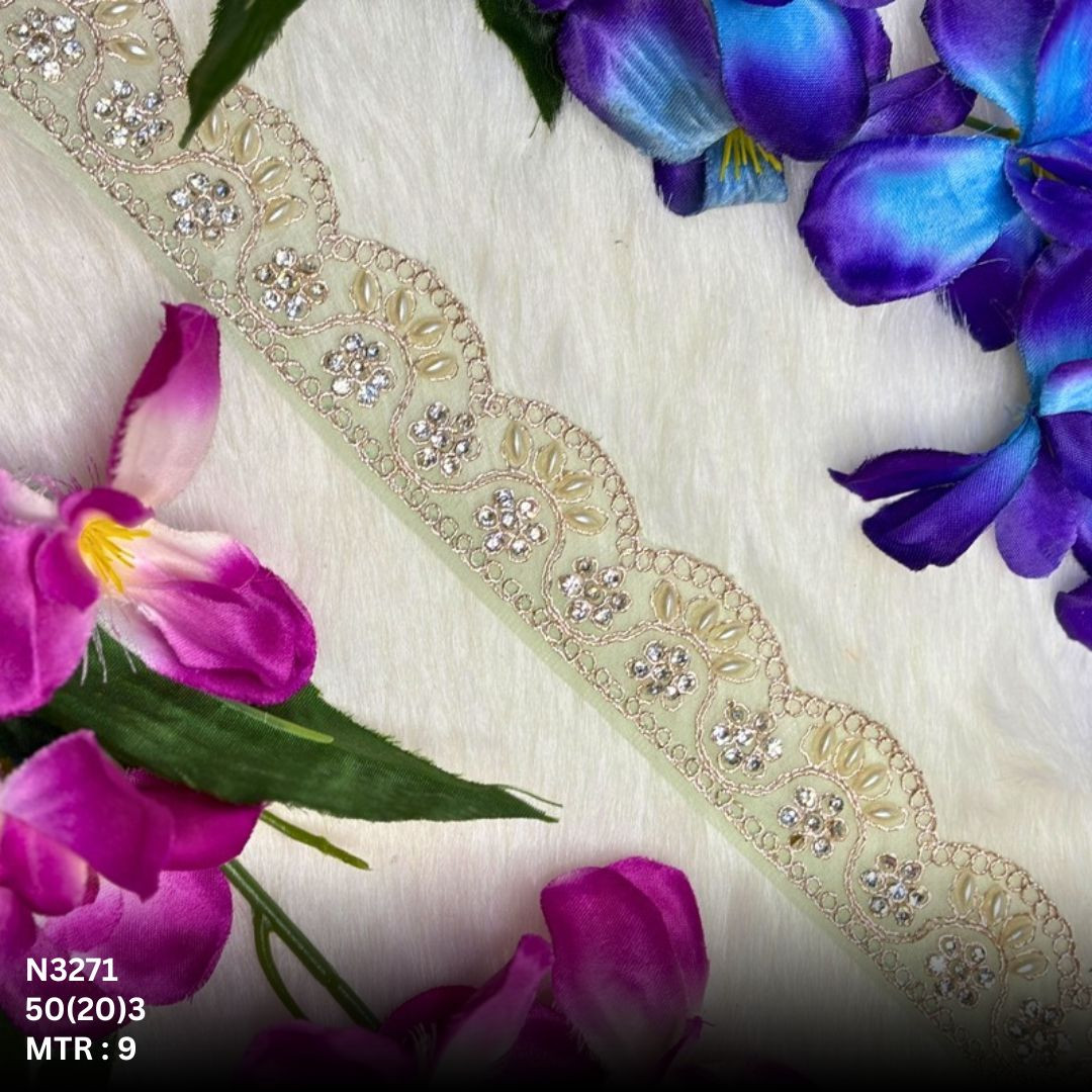 Royal Net Handwork Lace Border for Saree Bridal Wear