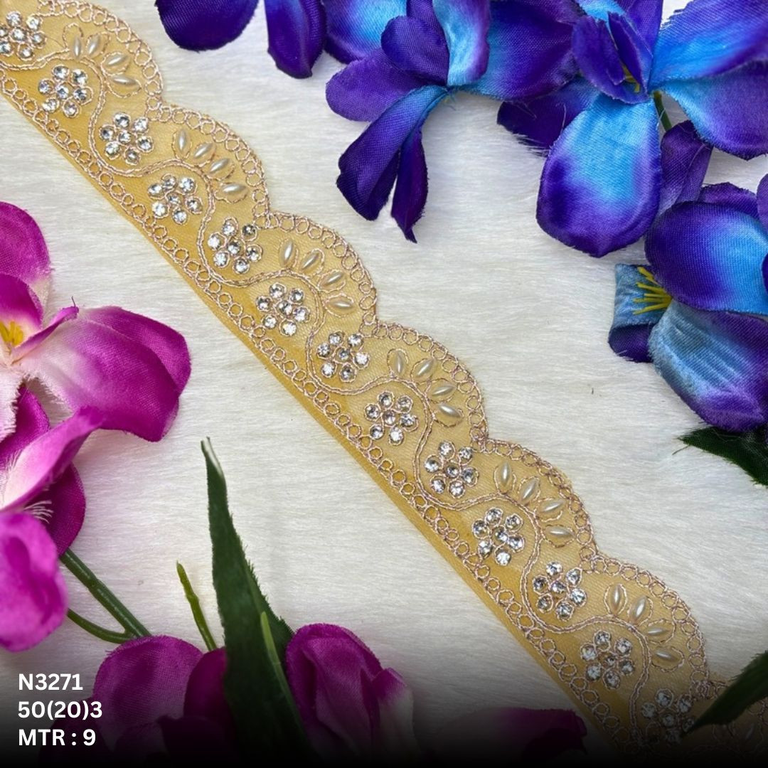 Royal Net Handwork Lace Border for Saree Bridal Wear