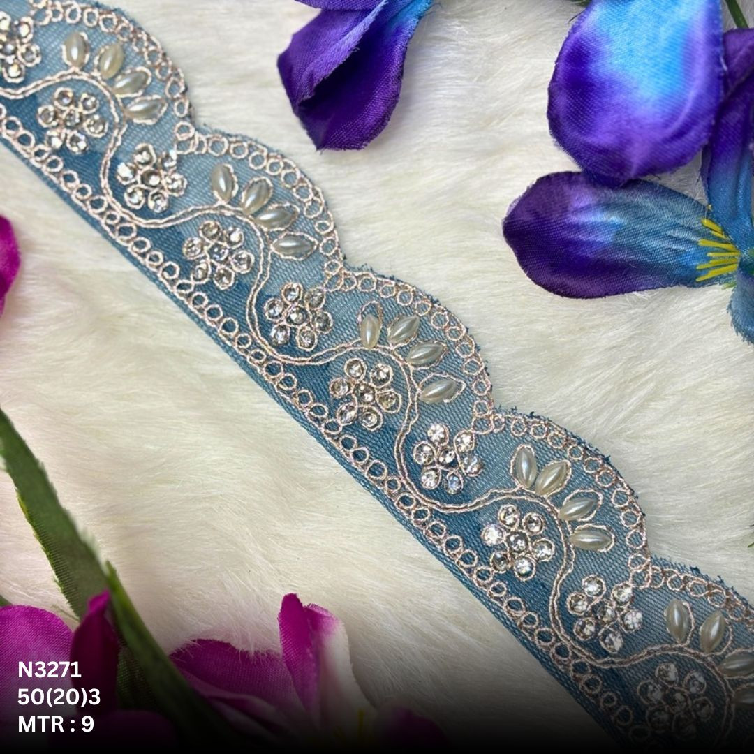 Royal Net Handwork Lace Border for Saree Bridal Wear