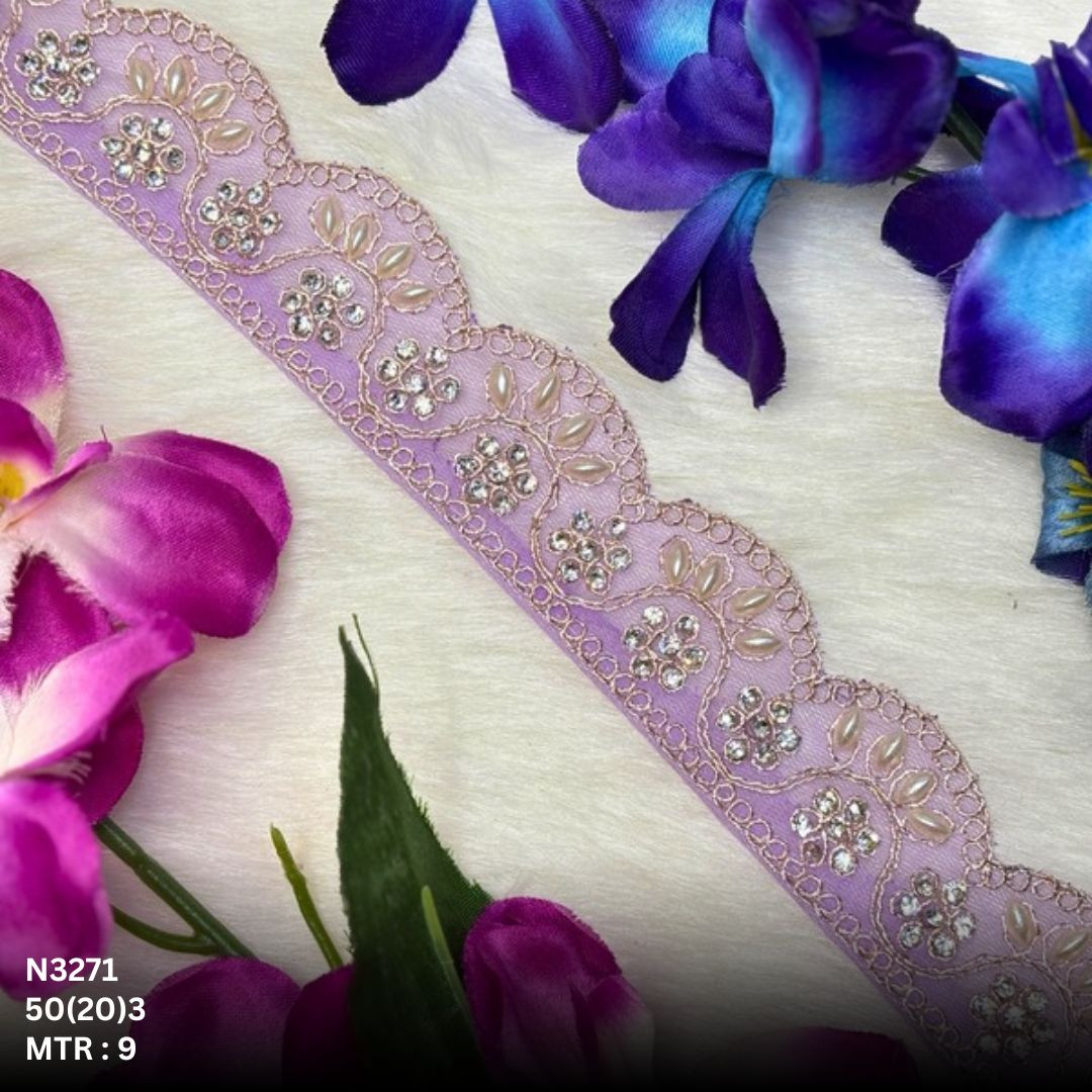 Royal Net Handwork Lace Border for Saree Bridal Wear