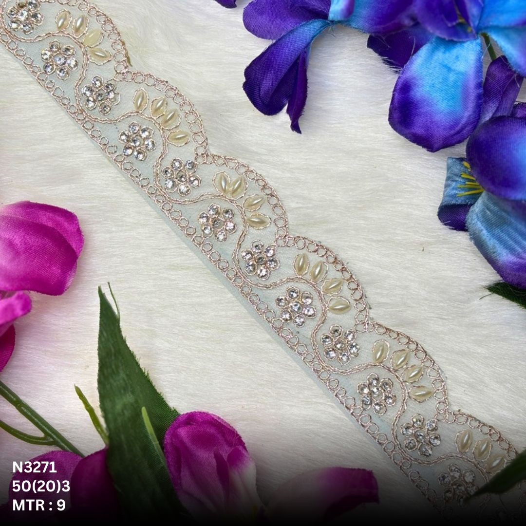 Royal Net Handwork Lace Border for Saree Bridal Wear