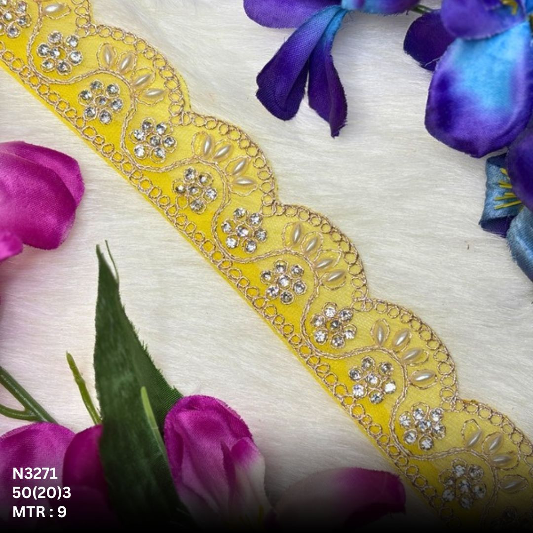 Royal Net Handwork Lace Border for Saree Bridal Wear