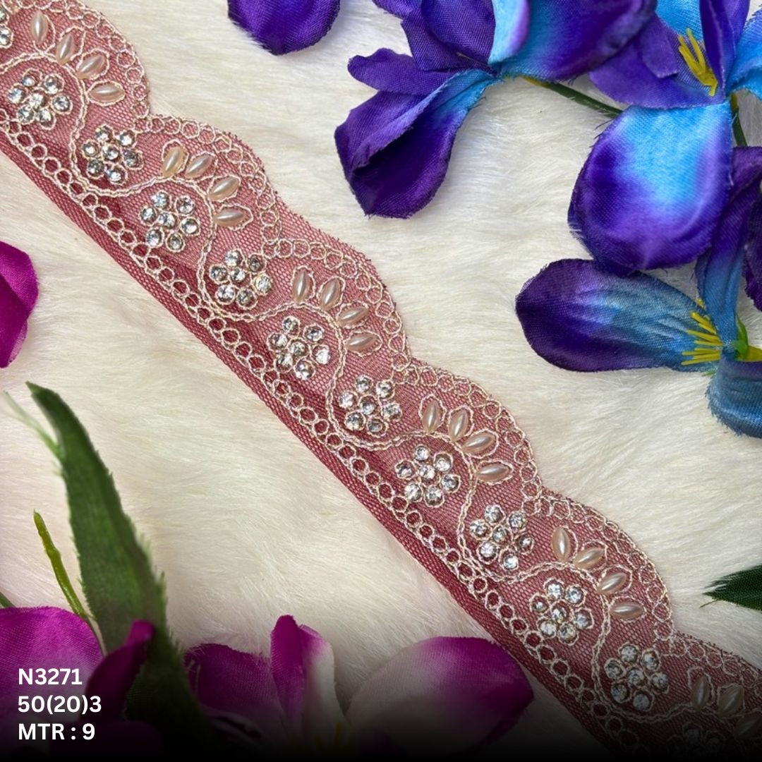 Royal Net Handwork Lace Border for Saree Bridal Wear