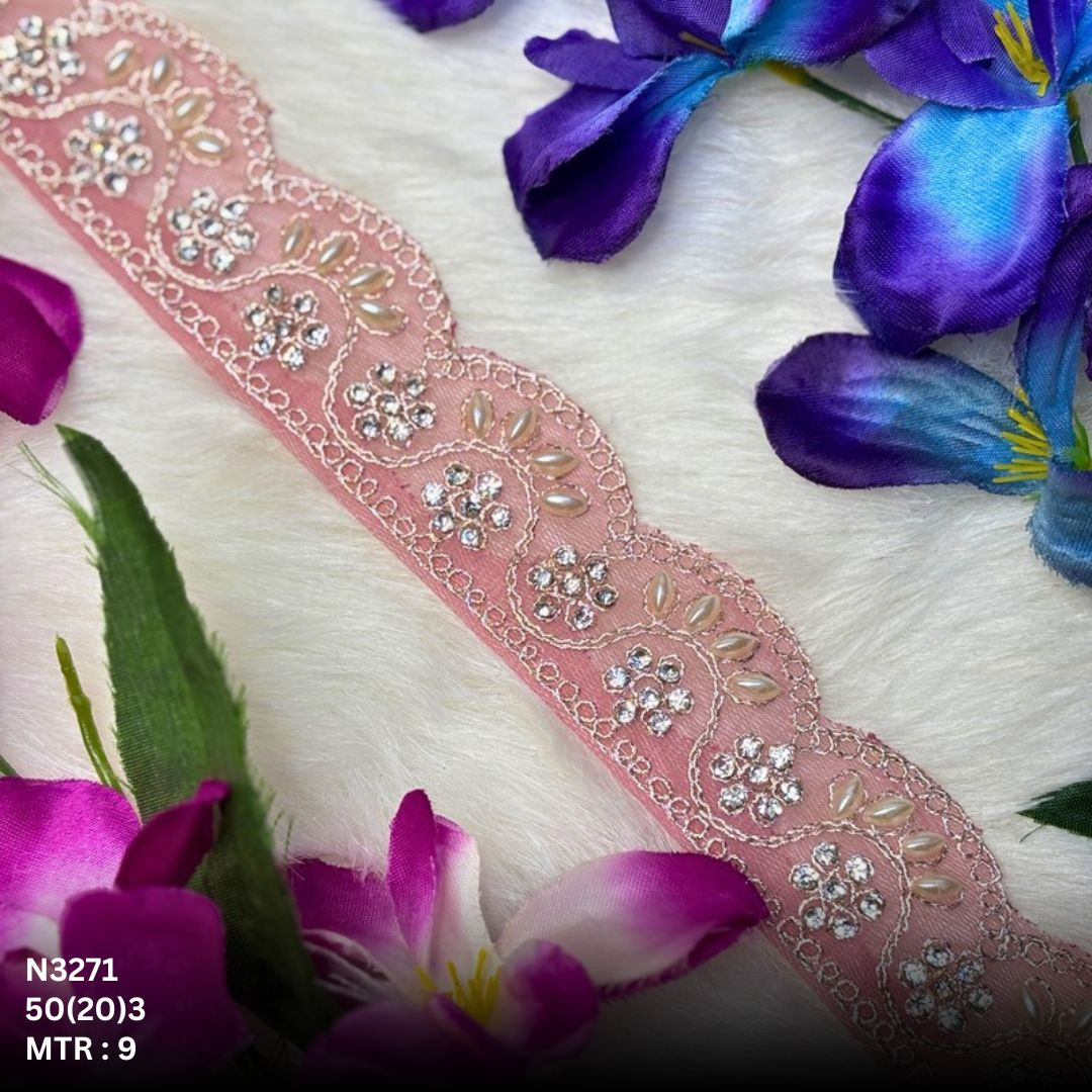 Royal Net Handwork Lace Border for Saree Bridal Wear
