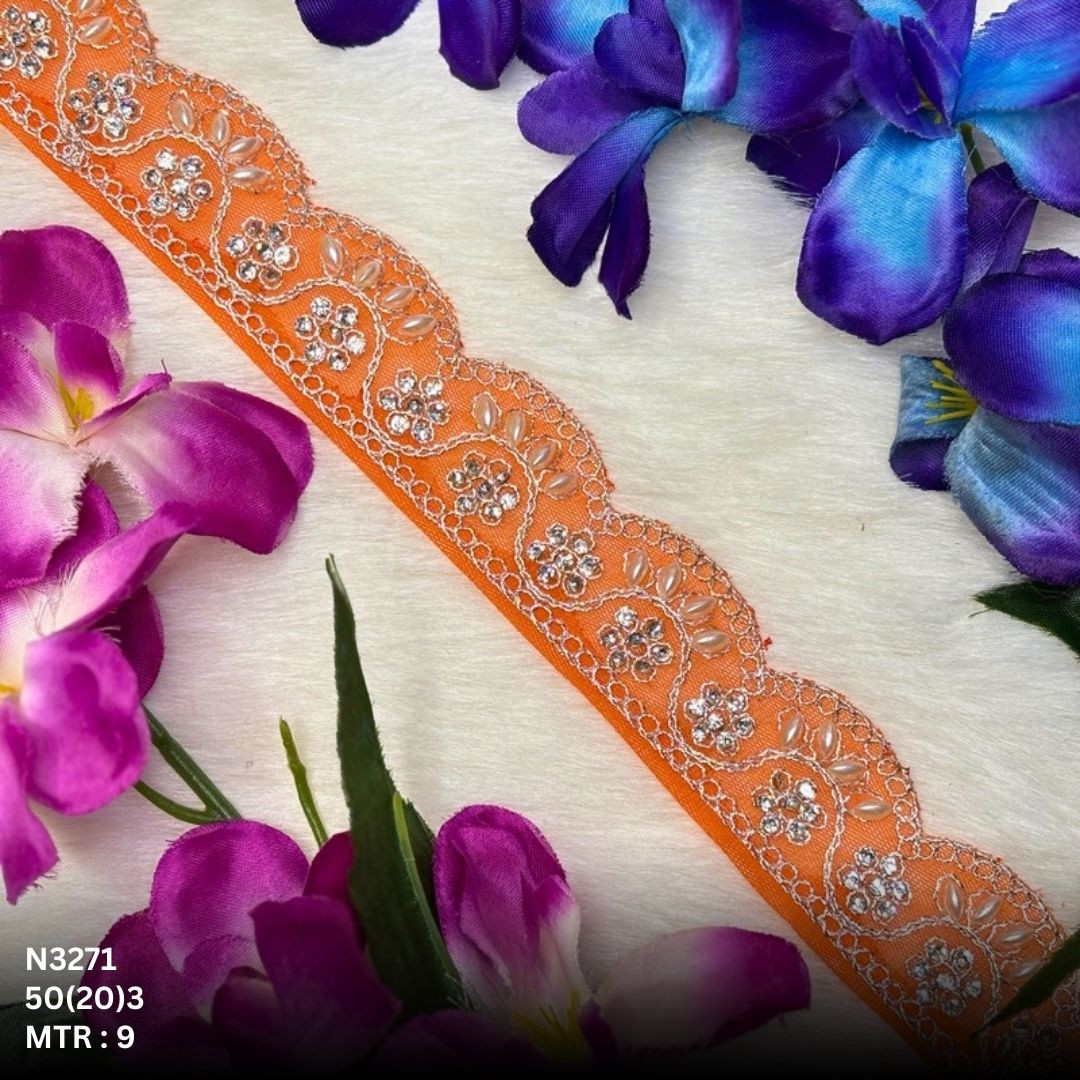Royal Net Handwork Lace Border for Saree Bridal Wear