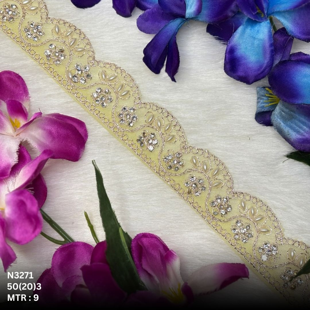 Royal Net Handwork Lace Border for Saree Bridal Wear