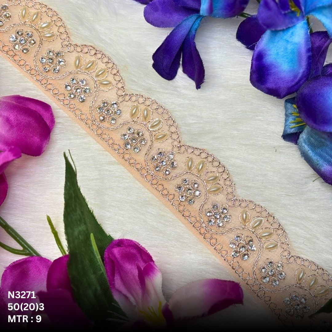 Royal Net Handwork Lace Border for Saree Bridal Wear