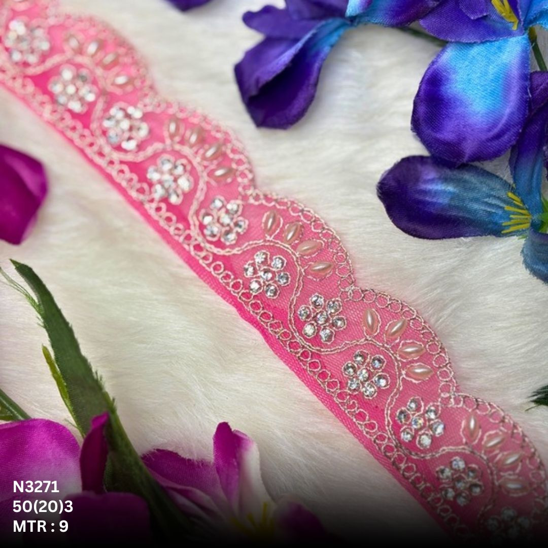 Royal Net Handwork Lace Border for Saree Bridal Wear