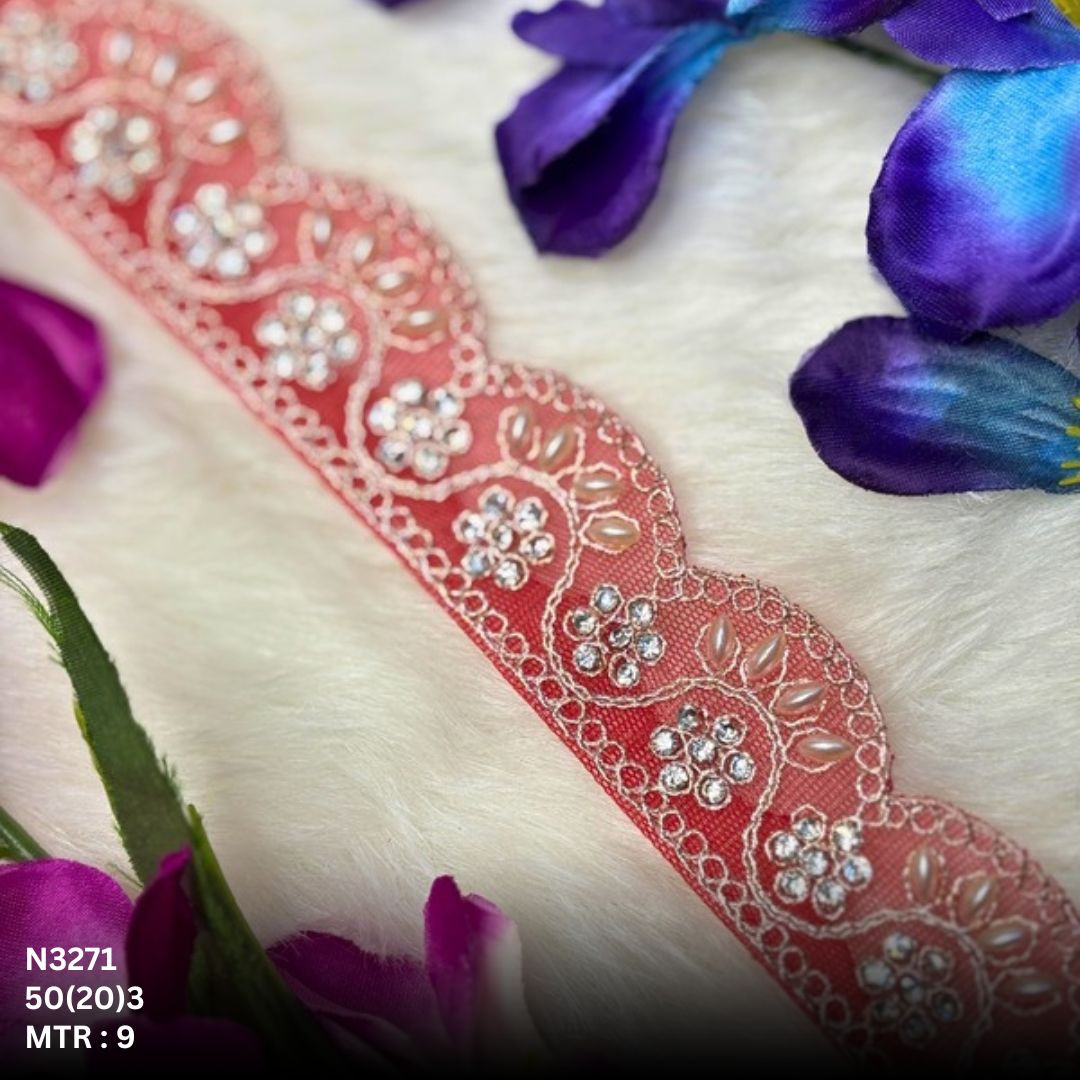 Royal Net Handwork Lace Border for Saree Bridal Wear