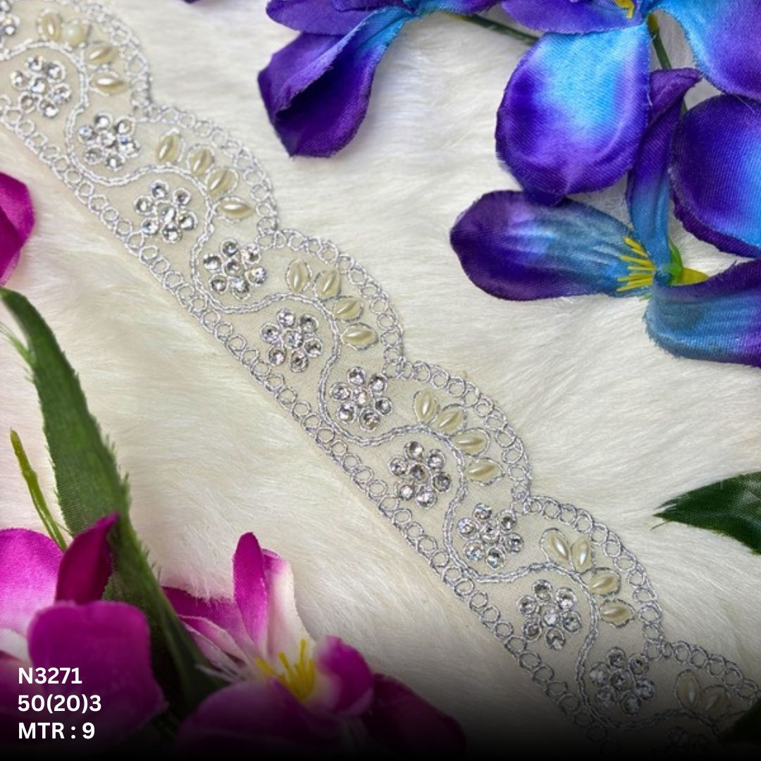 Royal Net Handwork Lace Border for Saree Bridal Wear