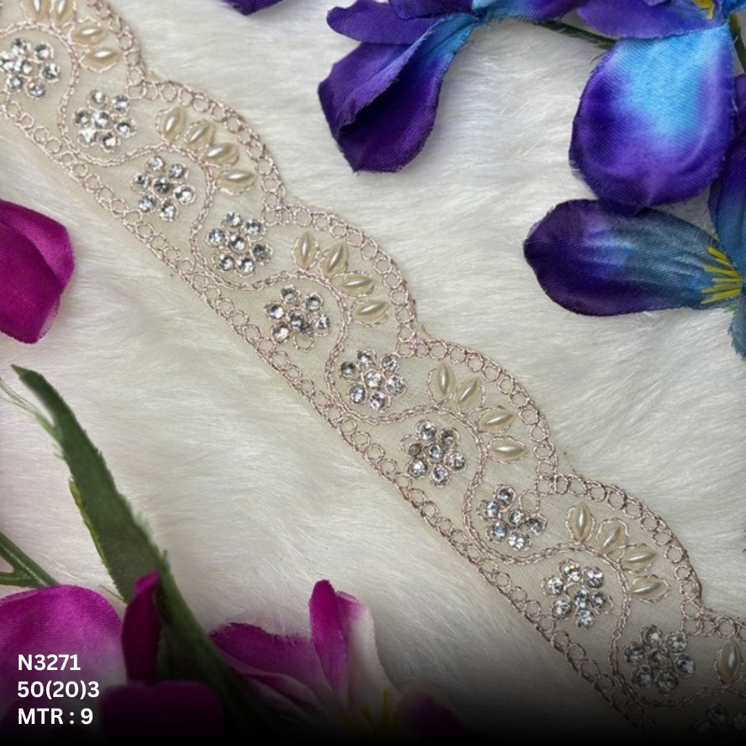 Royal Net Handwork Lace Border for Saree Bridal Wear