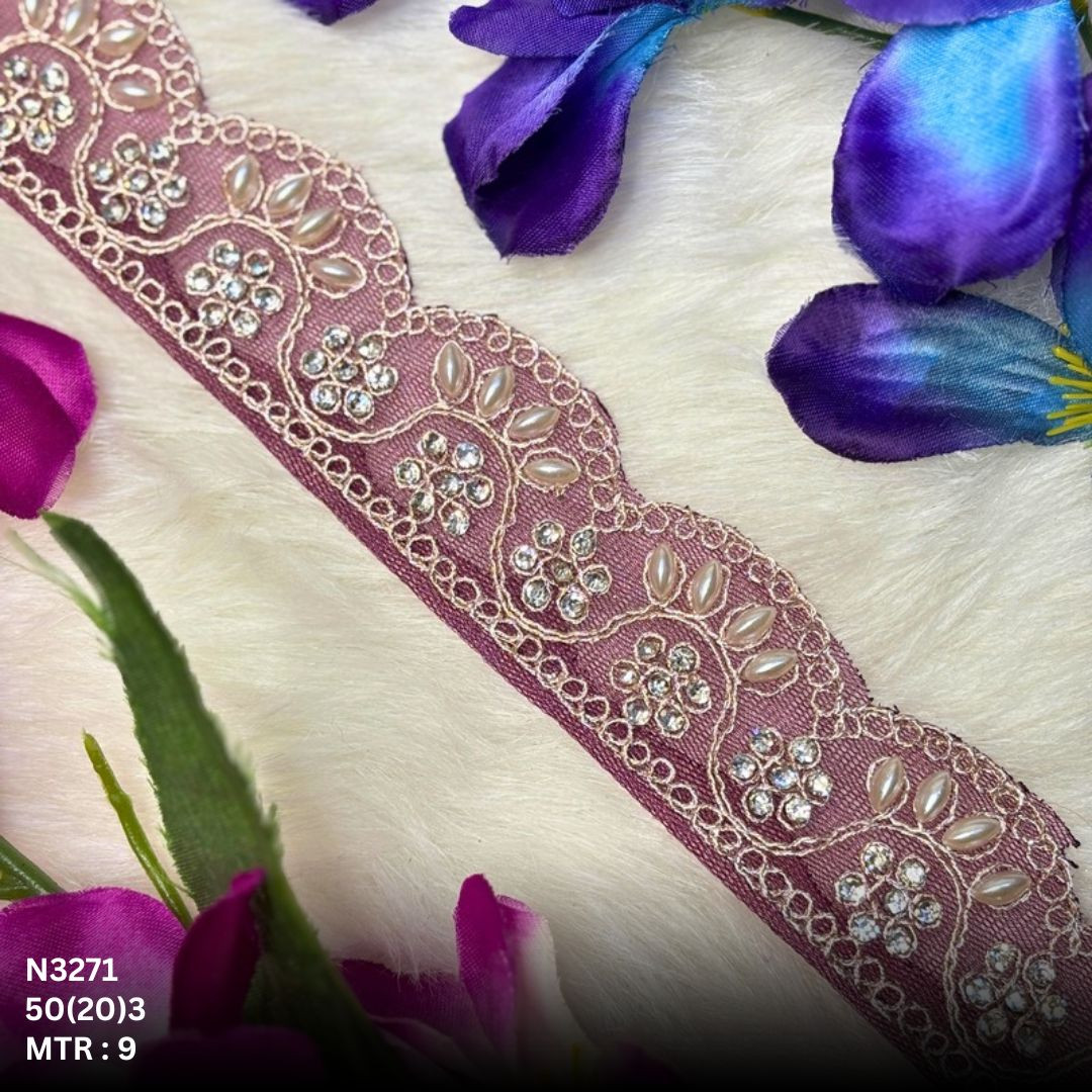 Royal Net Handwork Lace Border for Saree Bridal Wear