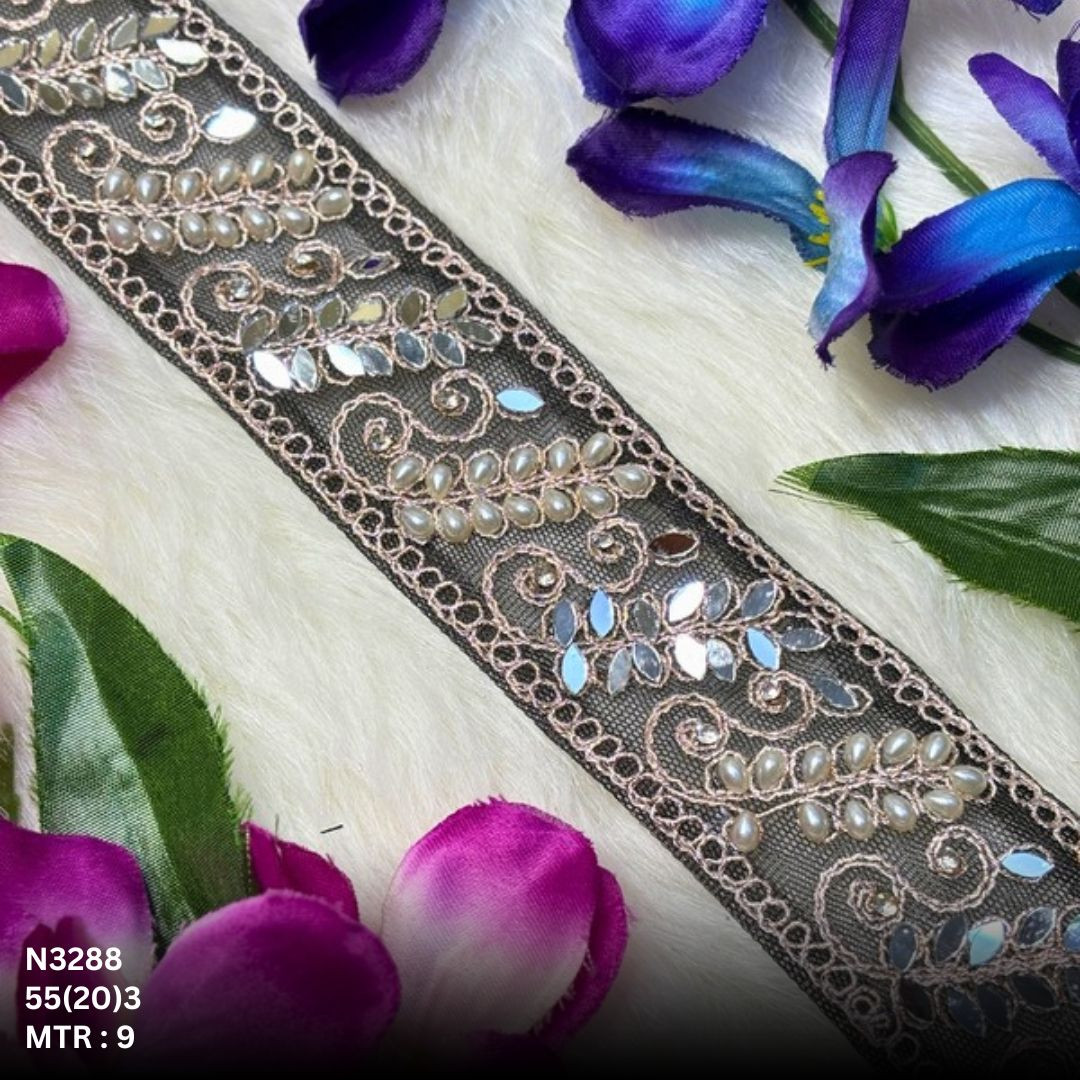 Stylish Net Handwork Lace Border for Saree Bridal Wear