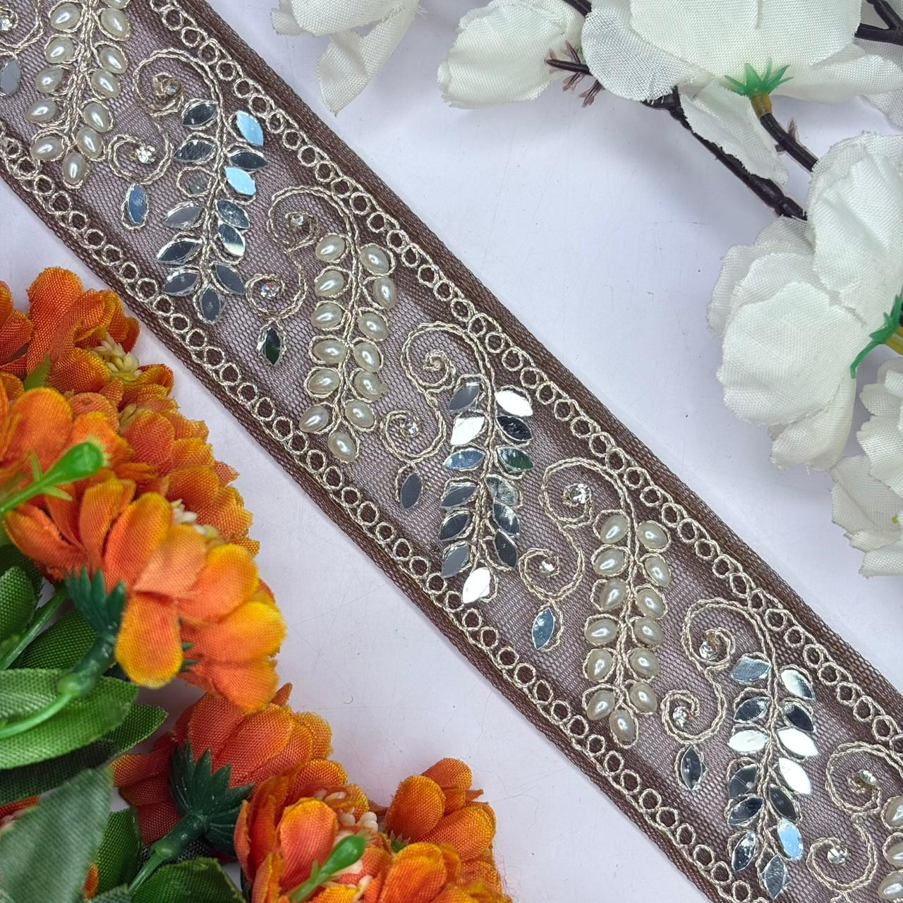 Stylish Net Handwork Lace Border for Saree Bridal Wear