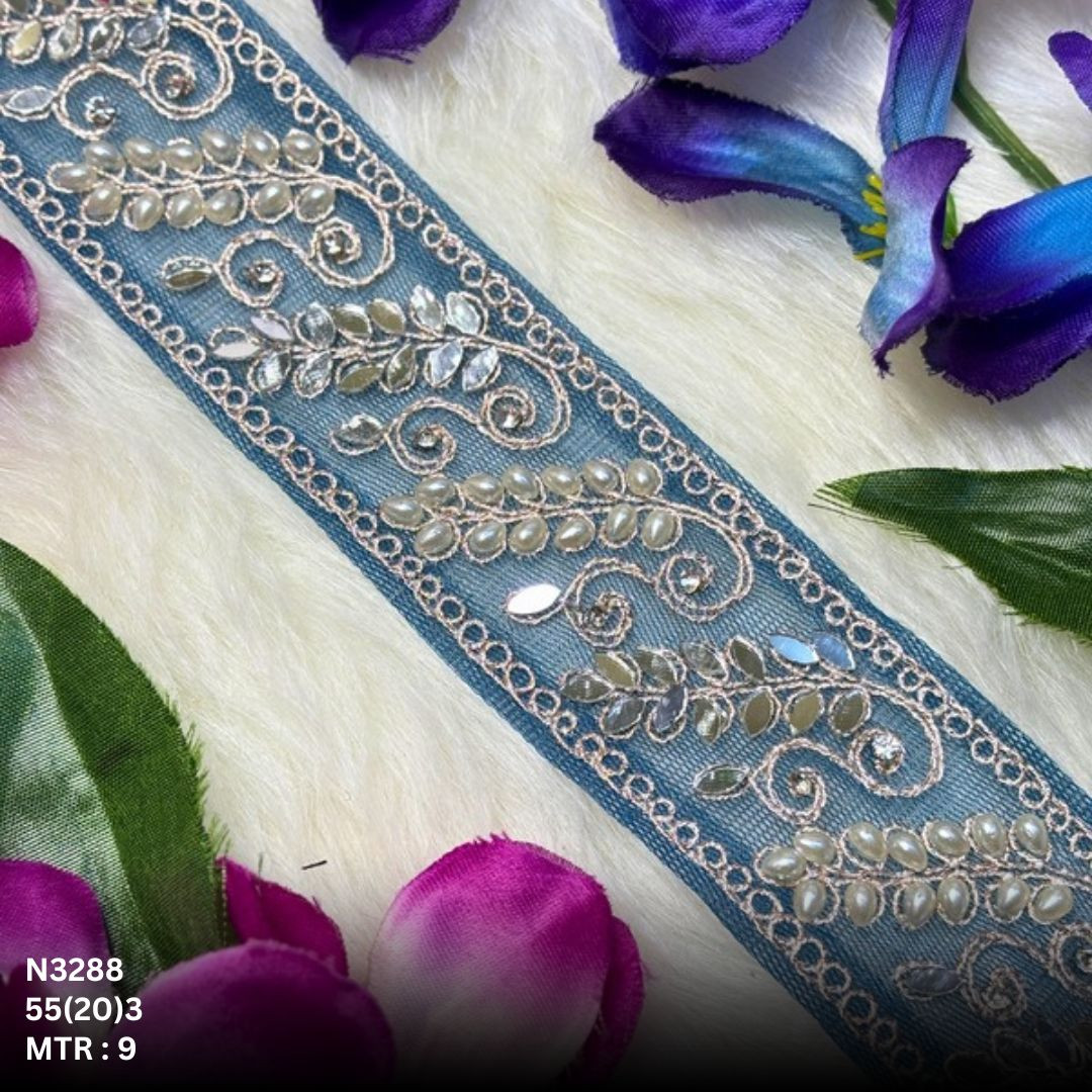 Stylish Net Handwork Lace Border for Saree Bridal Wear