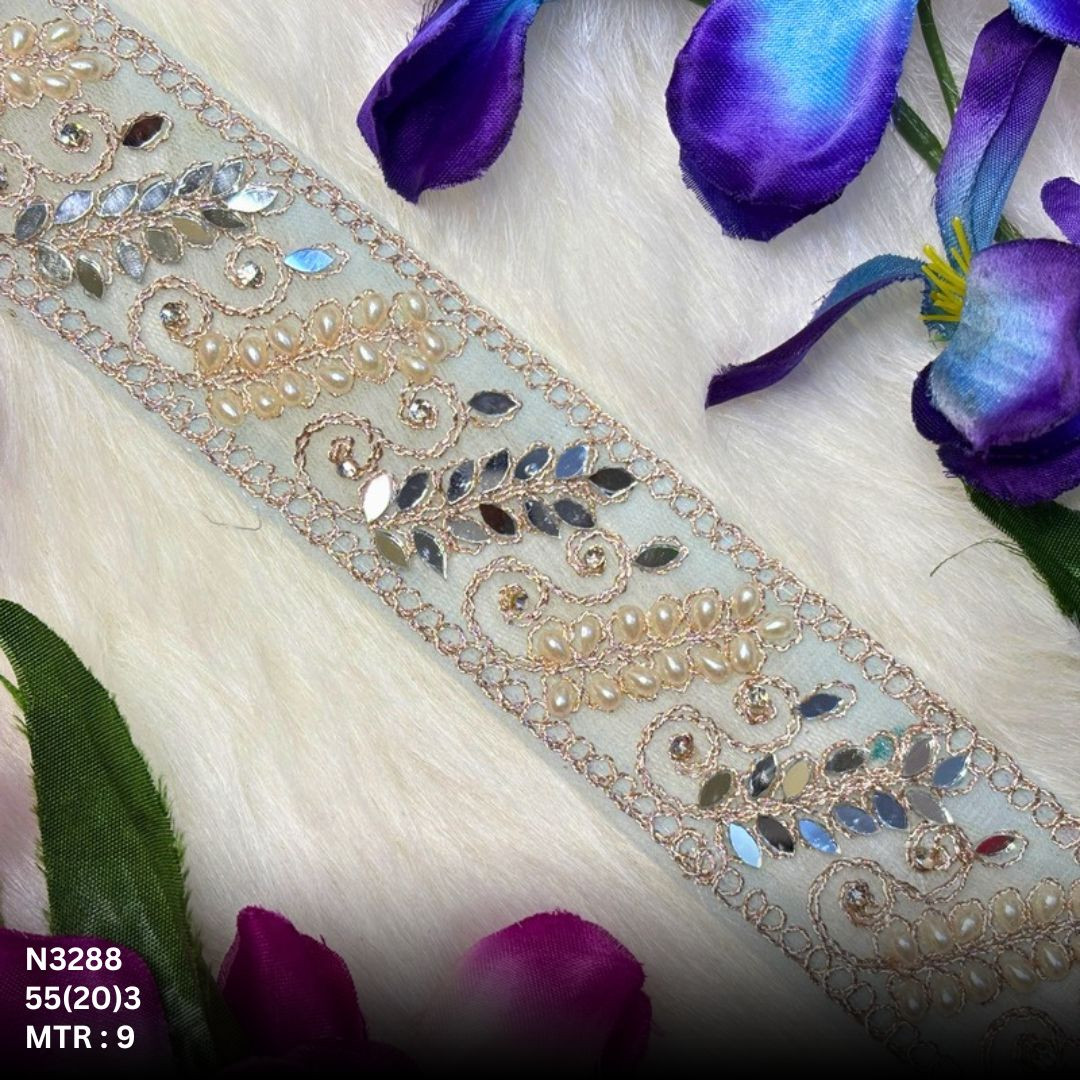 Stylish Net Handwork Lace Border for Saree Bridal Wear