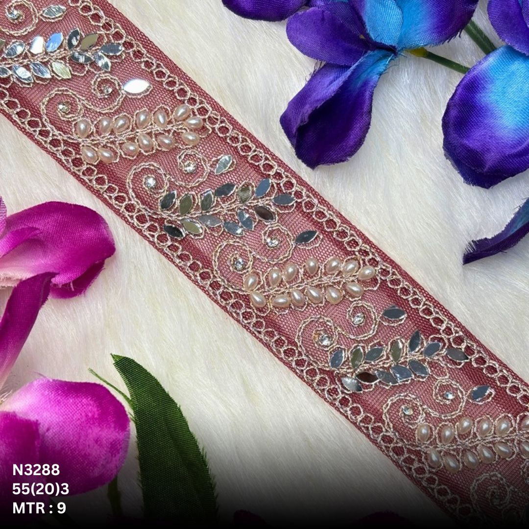 Stylish Net Handwork Lace Border for Saree Bridal Wear