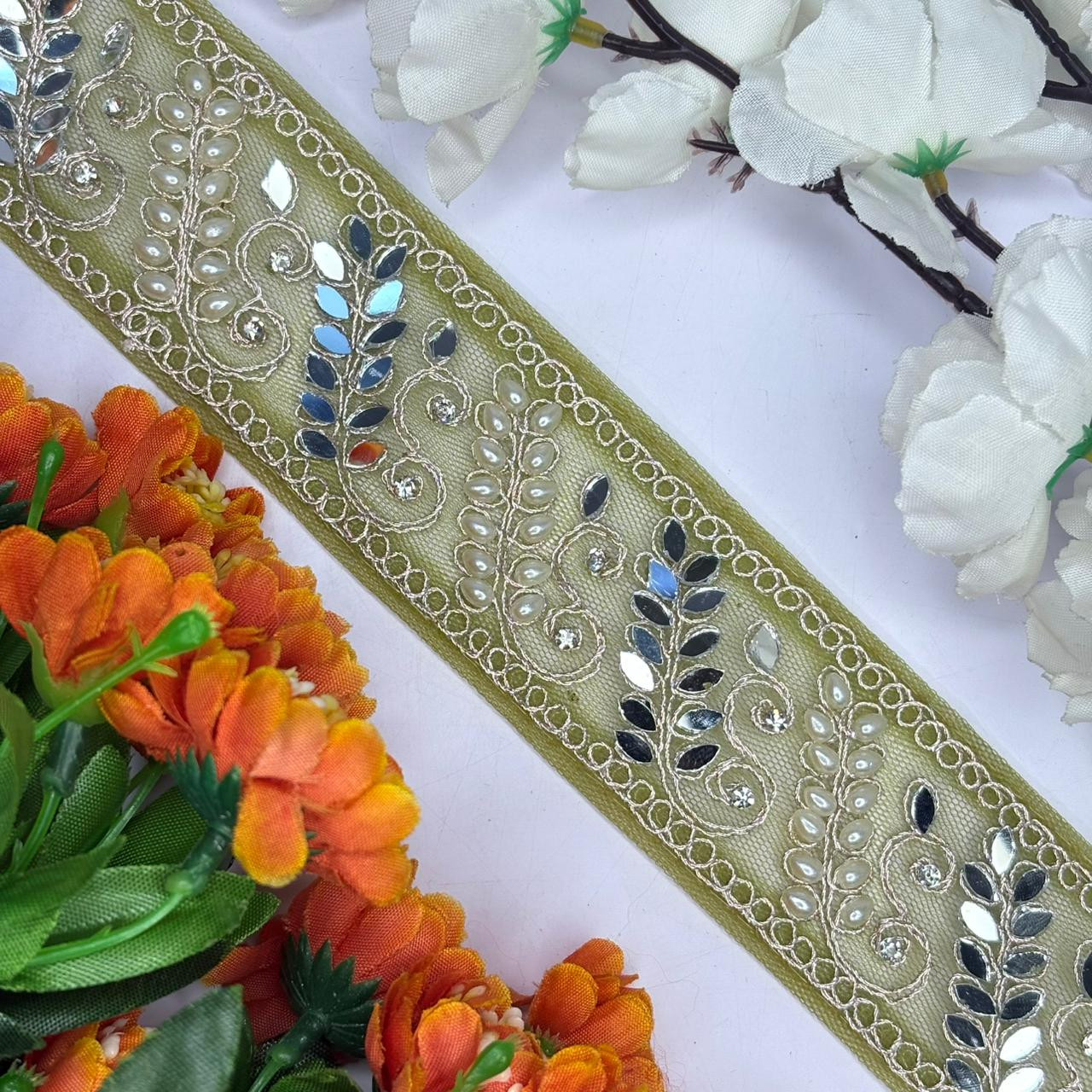 Stylish Net Handwork Lace Border for Saree Bridal Wear