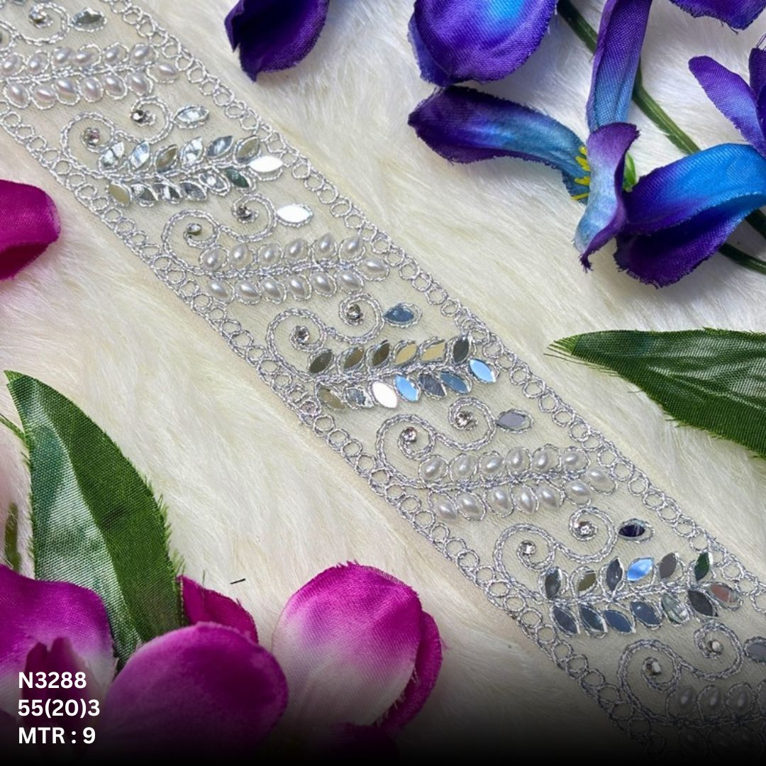 Stylish Net Handwork Lace Border for Saree Bridal Wear