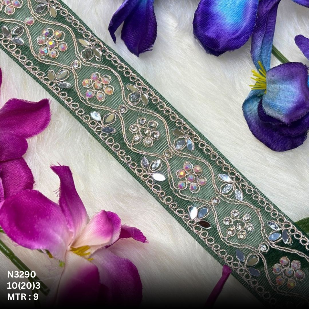 Premium Net Handwork Lace Border for Saree Bridal Wear