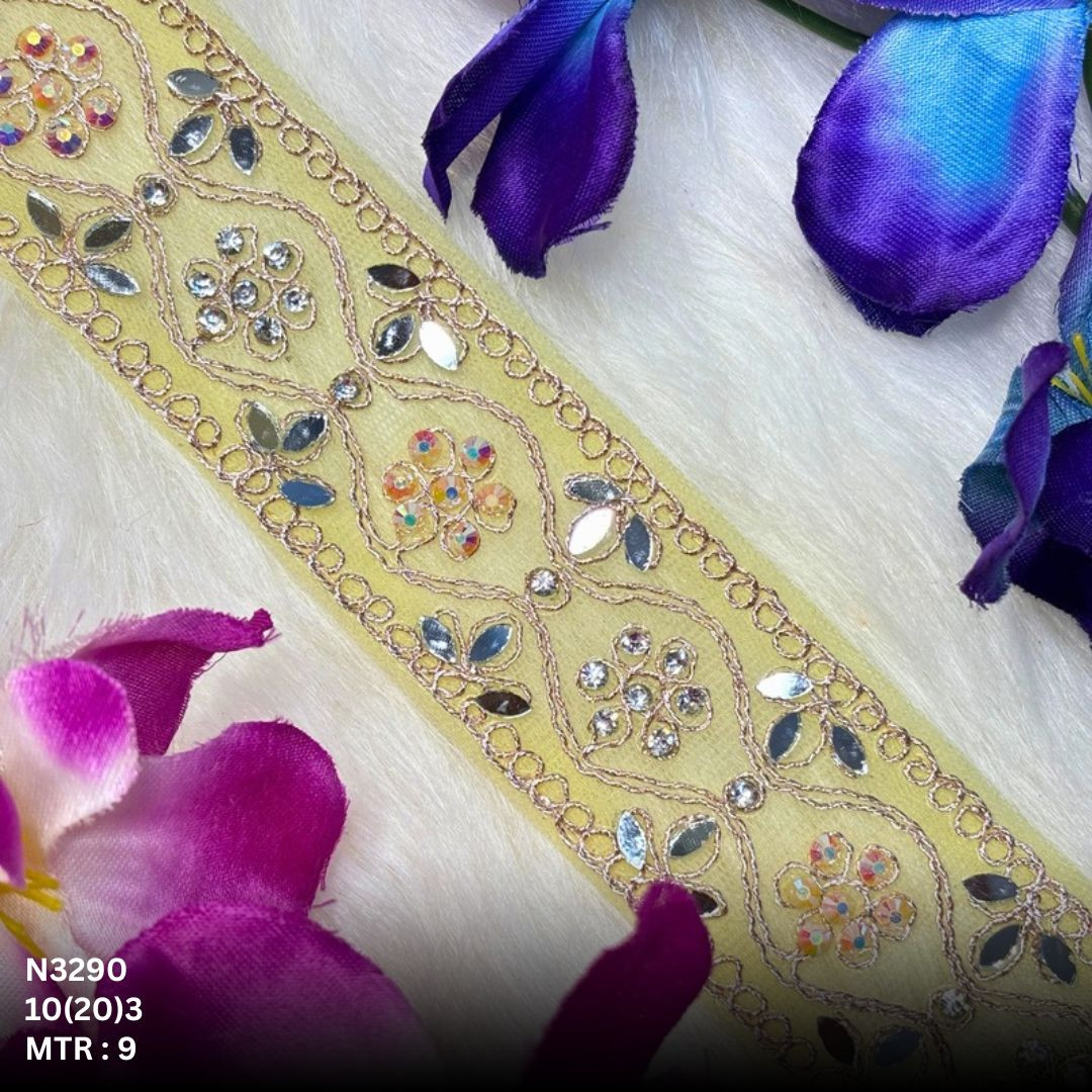 Premium Net Handwork Lace Border for Saree Bridal Wear