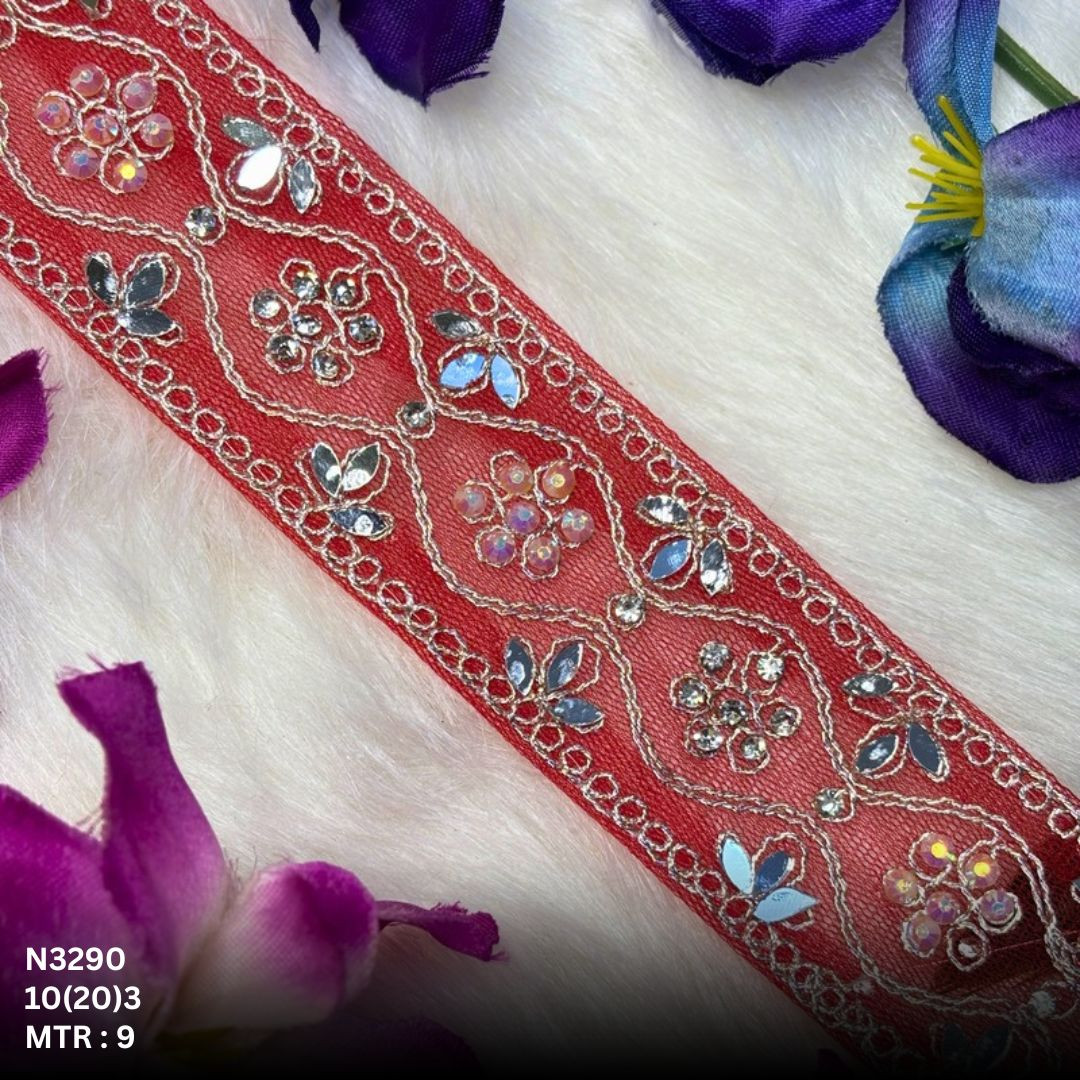 Premium Net Handwork Lace Border for Saree Bridal Wear