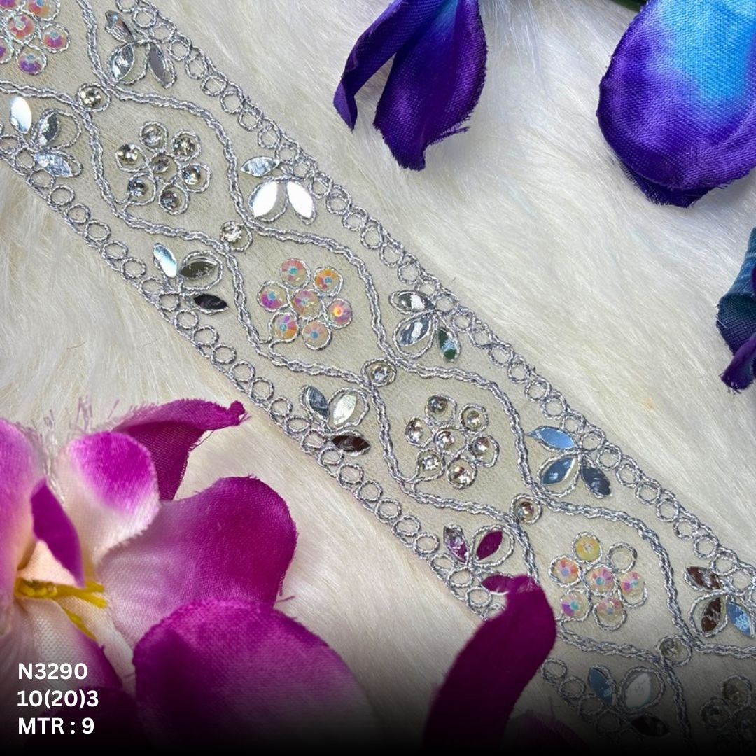 Premium Net Handwork Lace Border for Saree Bridal Wear