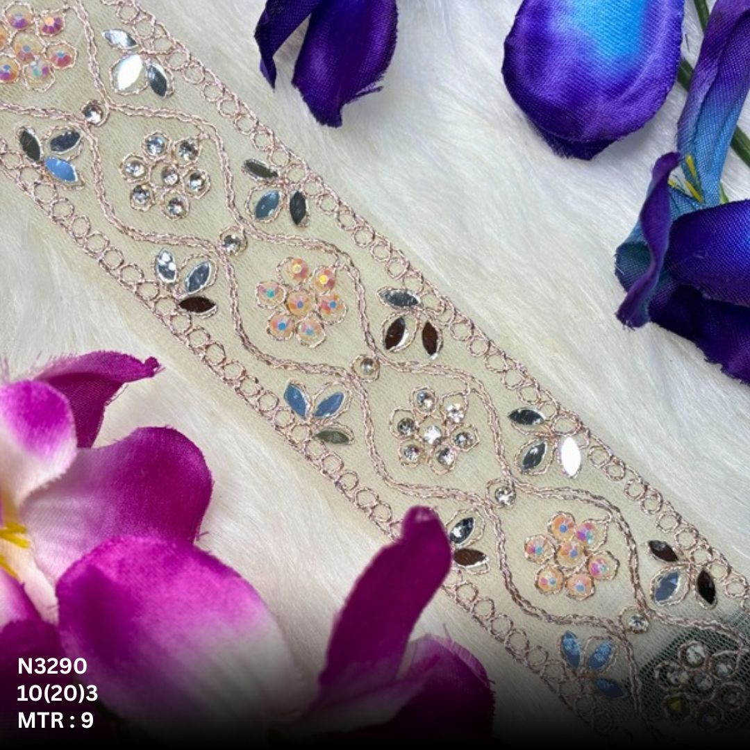 Premium Net Handwork Lace Border for Saree Bridal Wear