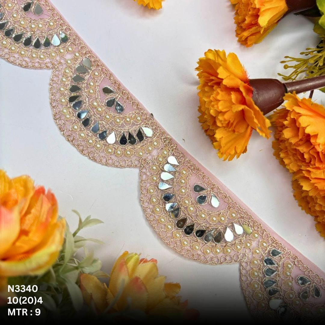Fancy Net Handwork Lace Border for Saree Bridal Wear