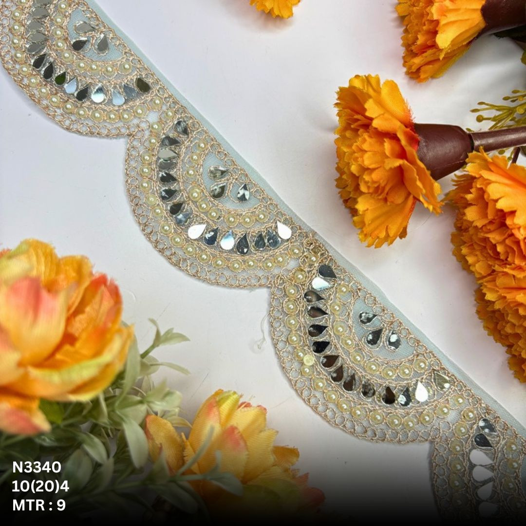 Fancy Net Handwork Lace Border for Saree Bridal Wear
