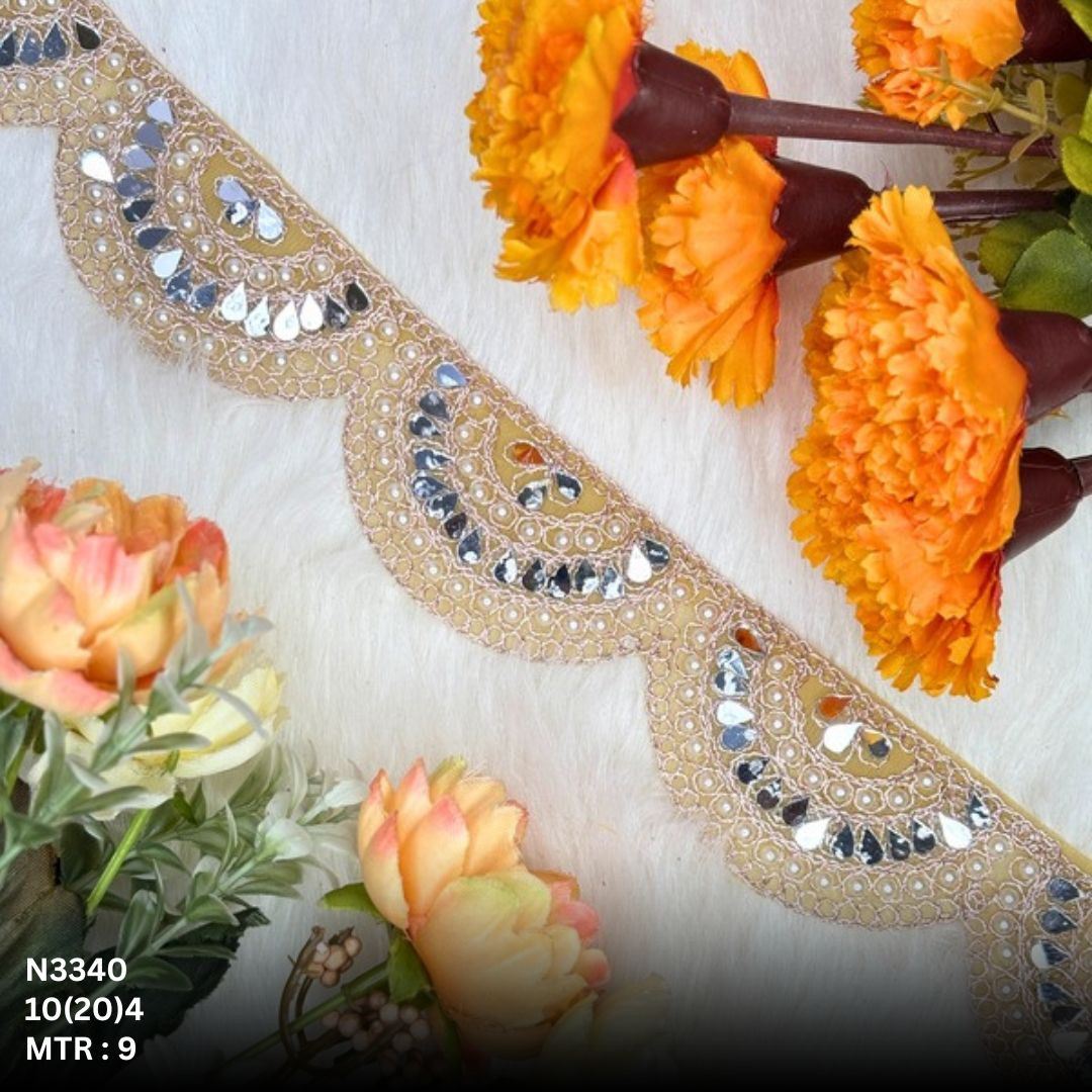 Fancy Net Handwork Lace Border for Saree Bridal Wear