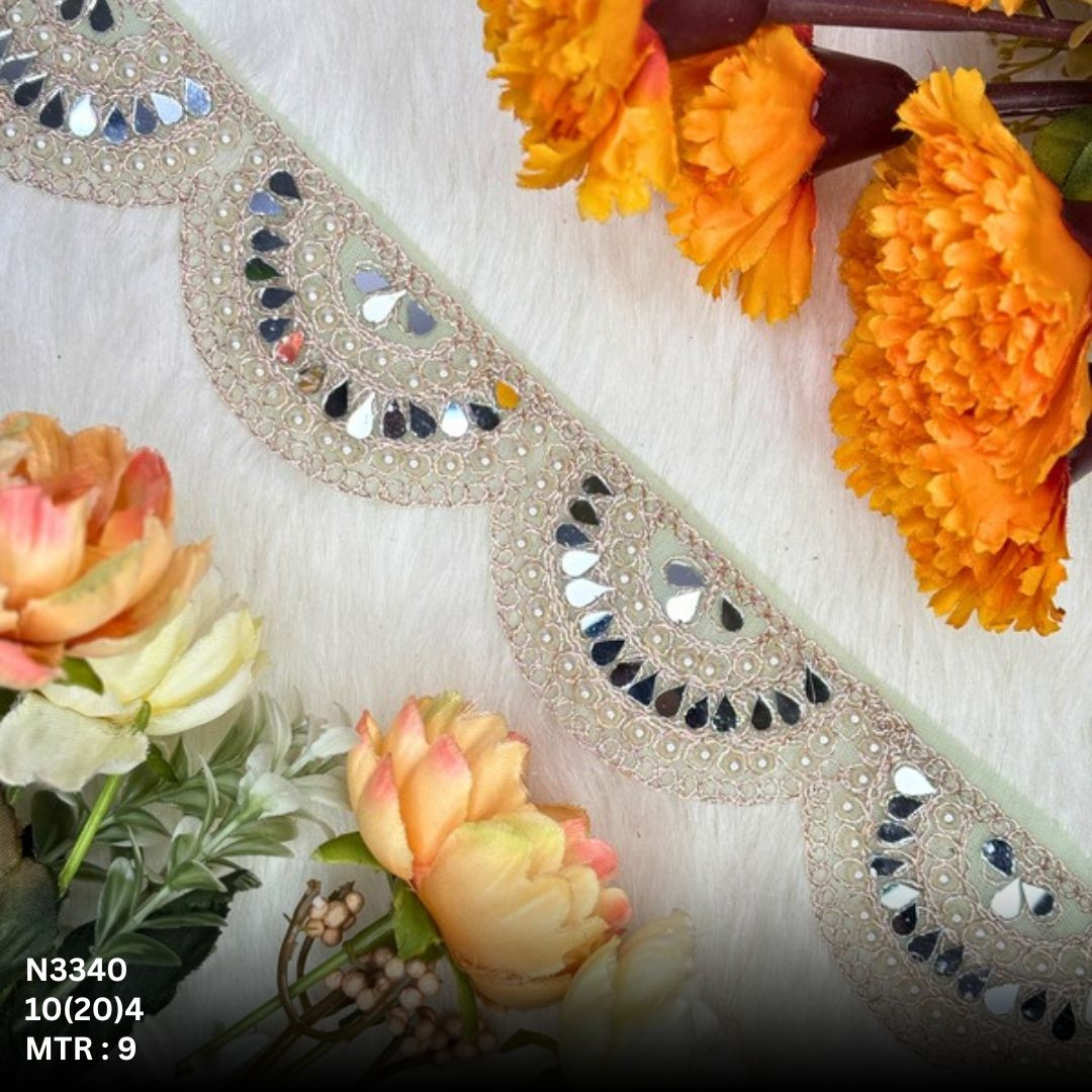 Fancy Net Handwork Lace Border for Saree Bridal Wear