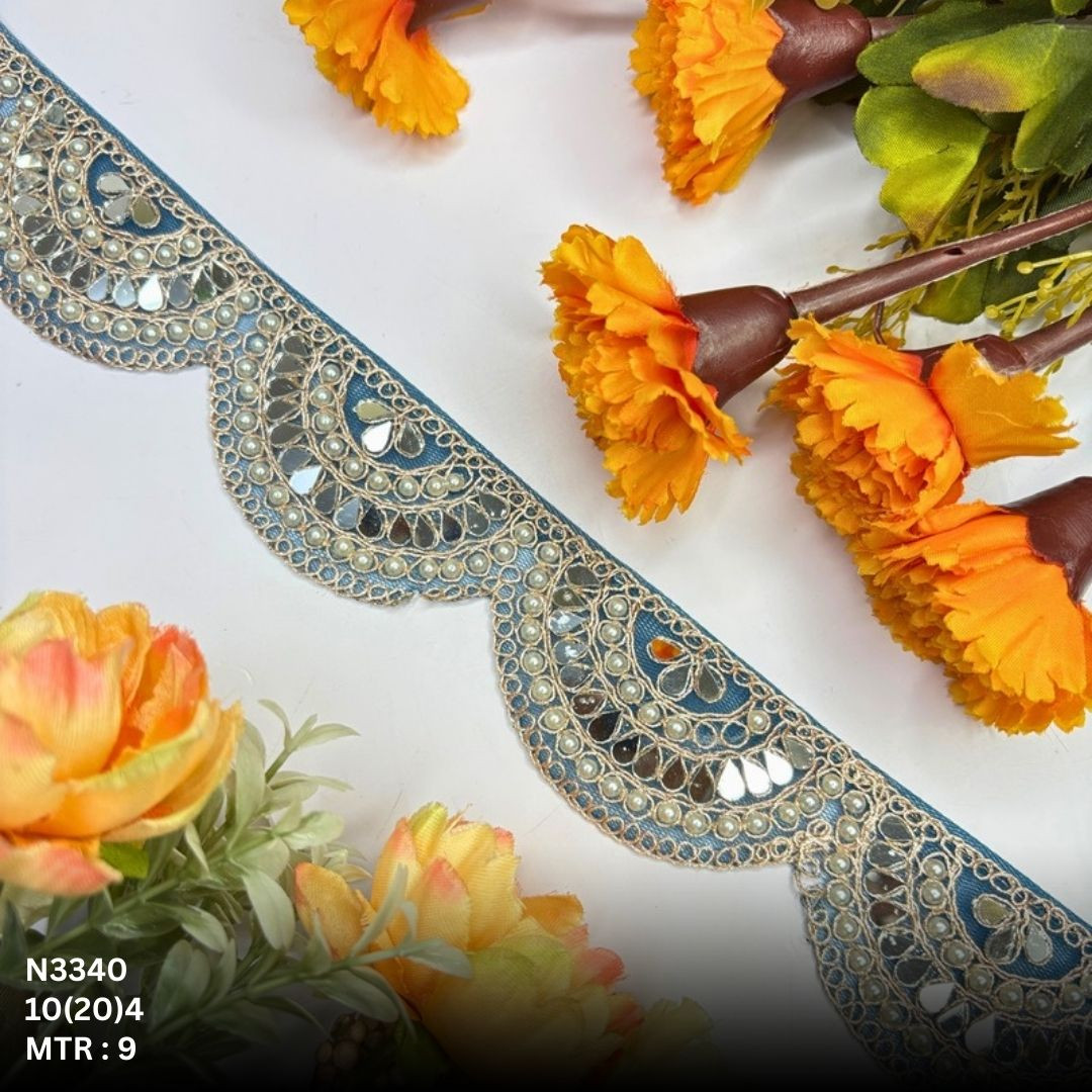 Fancy Net Handwork Lace Border for Saree Bridal Wear